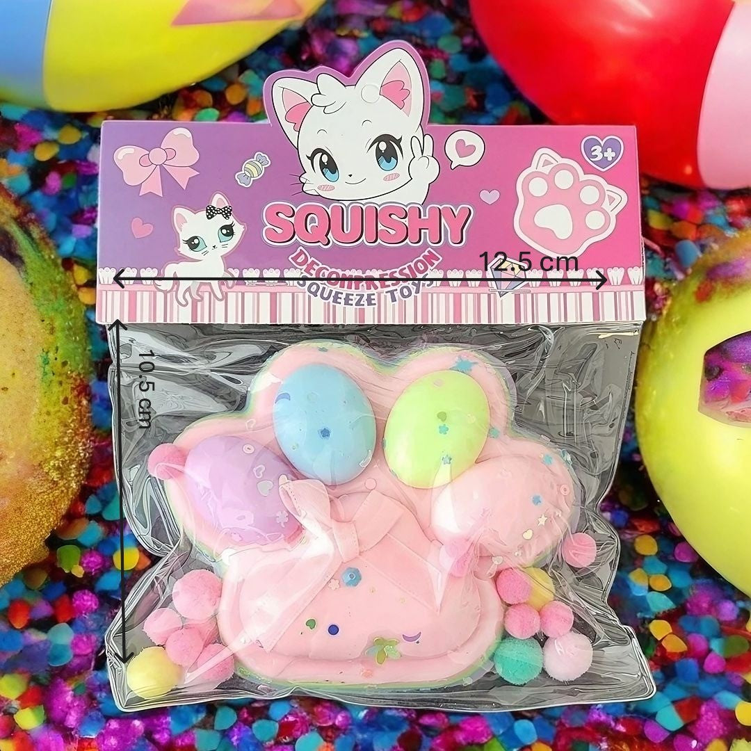 Jucarie Antistres Squishy, Flippy, cu Revenire Lenta, Model Labuta de Pisica, 220g, 12.5 x 10.5 cm Squeeze Pinch Family, Ambalaj Transparent, Model 5