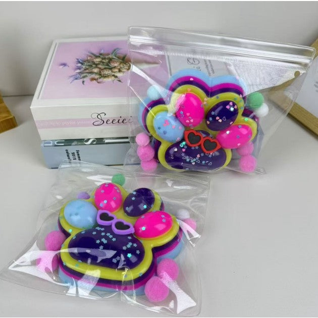 Jucarie Antistres Squishy, cu Revenire Lenta, Squeeze Toys, Model Cat Paw, 12.5x10.5 cm, 220g, +3 Ani, din TPR, Model 5, Multicolor