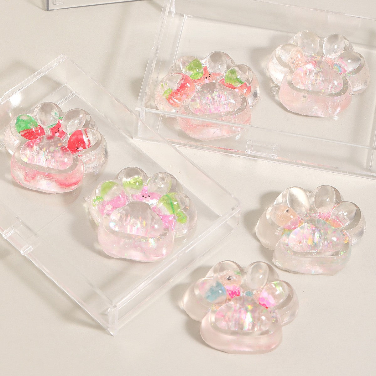 Jucarie Antistres Squishy, Labuta de Pisica Pufoasa, cu Revenire Lenta, 7 x 6.5 cm, Model 270532, Multicolor