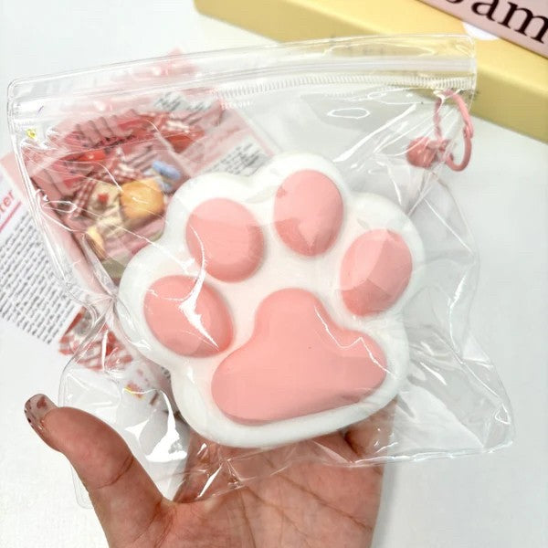 Jucarie Antistres Squishy, Revenire Lenta, Model Labuta de Pisica, Squishy, BIG, 12.5 x 10.5 cm, 220 g, Model 10, Alb Roz