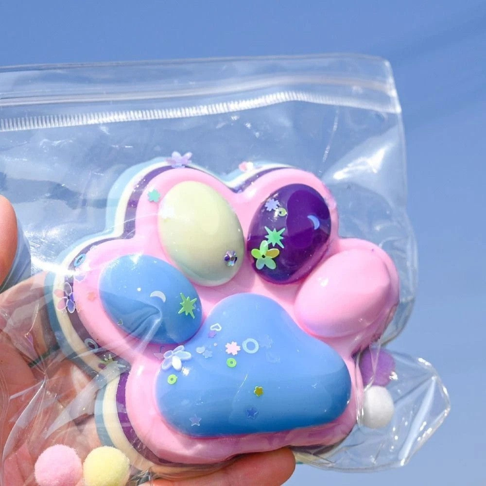 Jucarie Antistres Squishy, Revenire Lenta, Model Labuta de Pisica, Squishy, BIG 12.5 x 10.5 cm, 220 g, Model 20, Multicolor Roz Mov