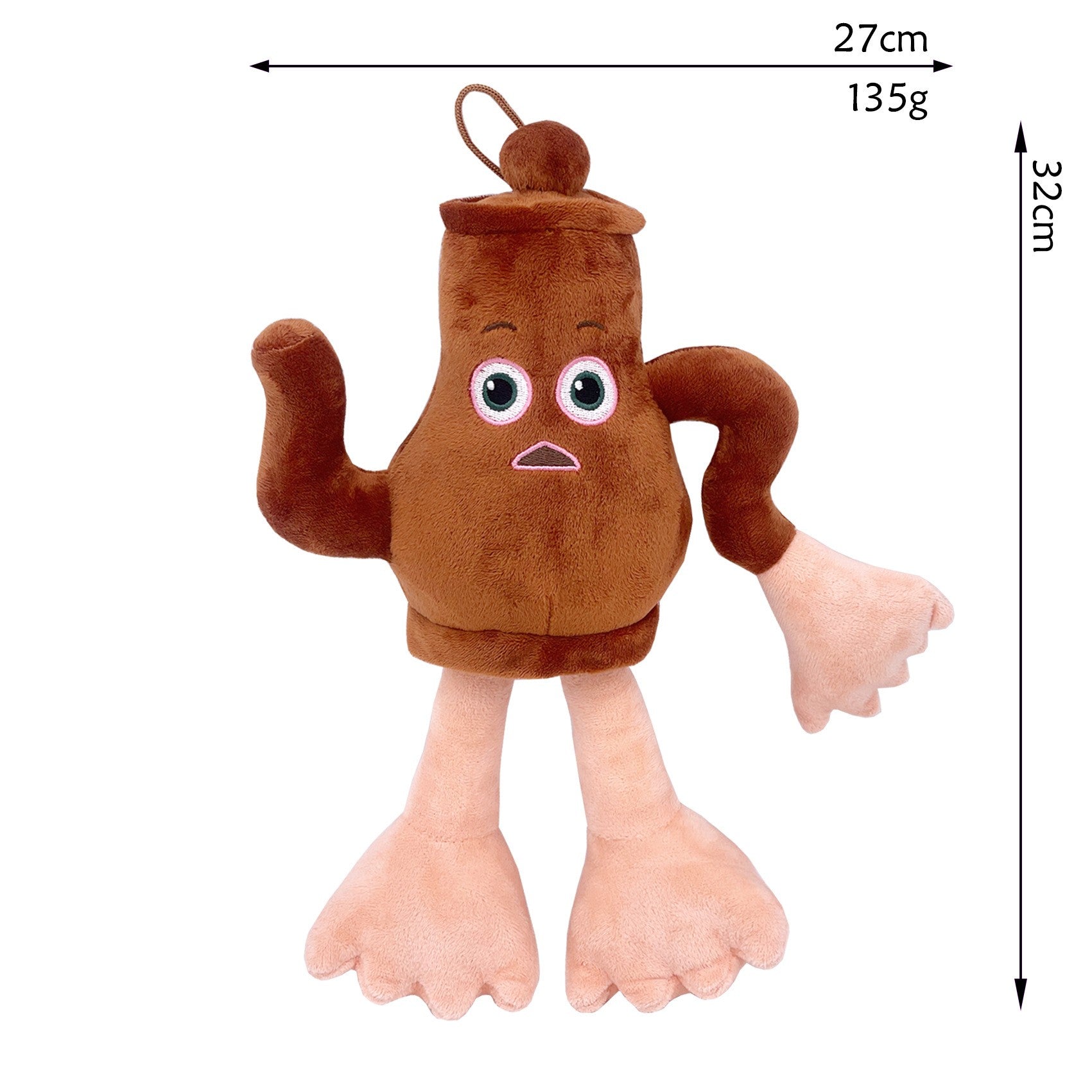 Jucarie Moale de Plus Italian Brainrot, cu Agatatoare, Model Ceainicul Teapotini Caldonetto, Jucarie Moale pentru Copii, 32 x 27 cm, Maro inchis