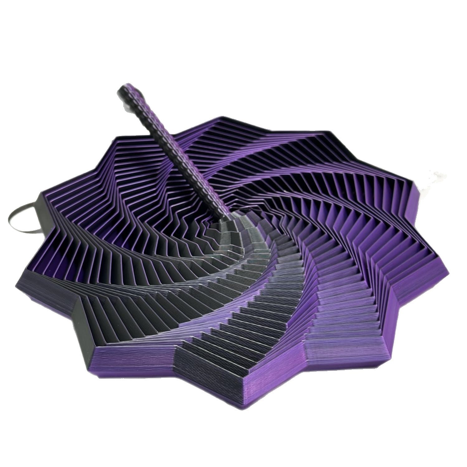 Jucarie Decompresie, Model Stea 3D, DuoChrome, Maner Spirala, Turn Magic Geometric, Multiple Forme, Anti-stress, 17 cm, Negru/Violet
