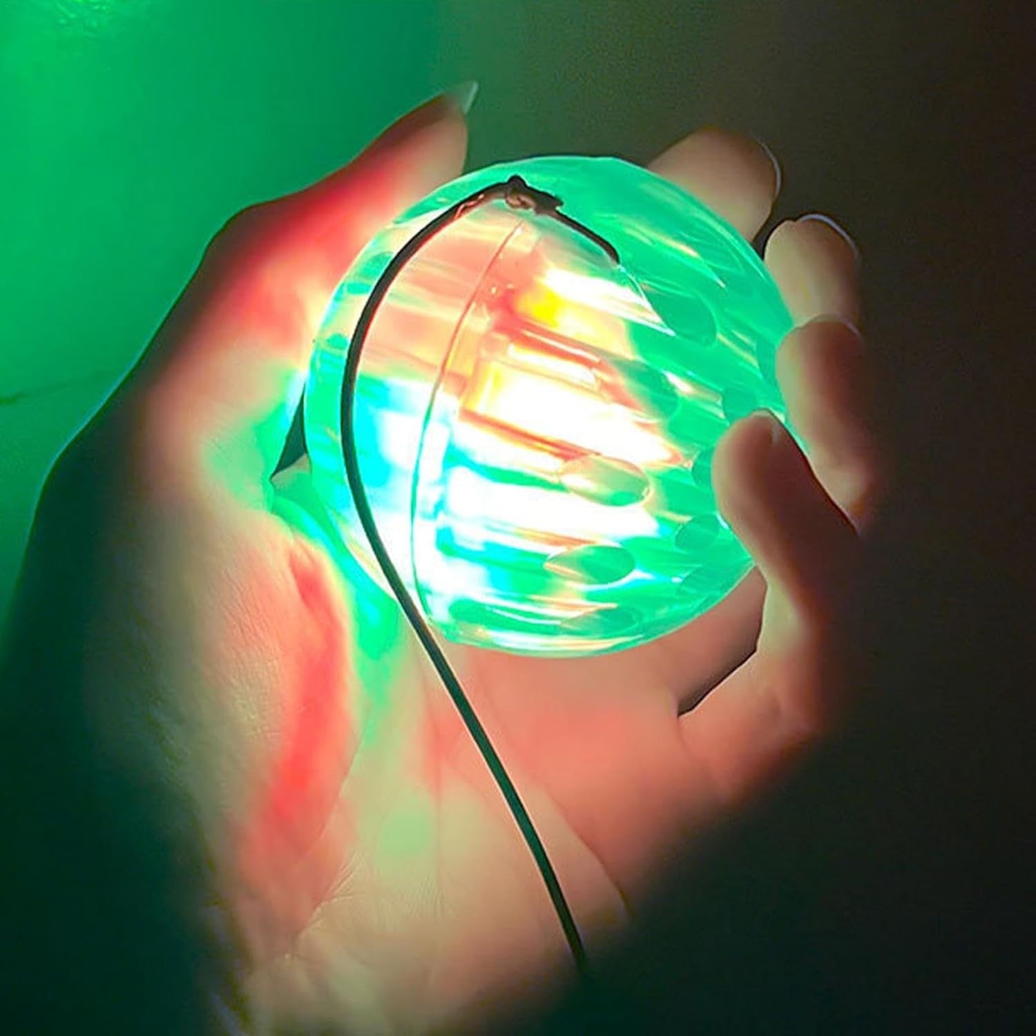 Jucarie Interactiva, Minge Saltareata Crystal Ball, cu Banda Elastica, 6 cm, +7 Ani, din Plastic, Albastru