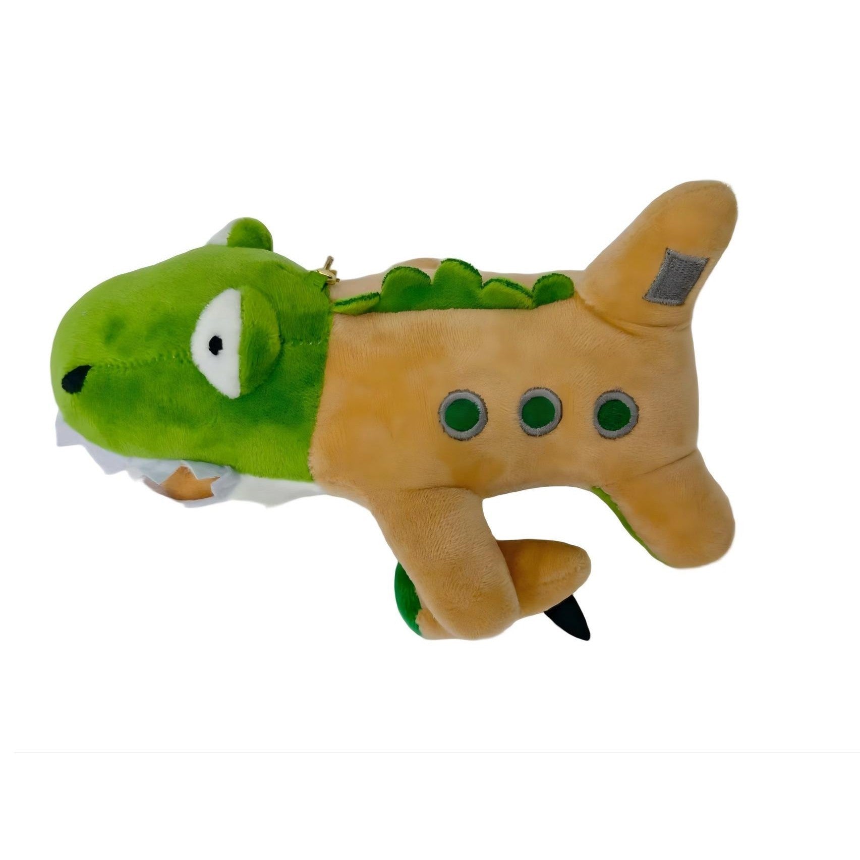 Jucarie Moale de Plus de Tip Breloc, Model Italian Brainrot Crocodilul Avion Bombardiro Crocodilo, 17 x 8 cm, Verde Maro