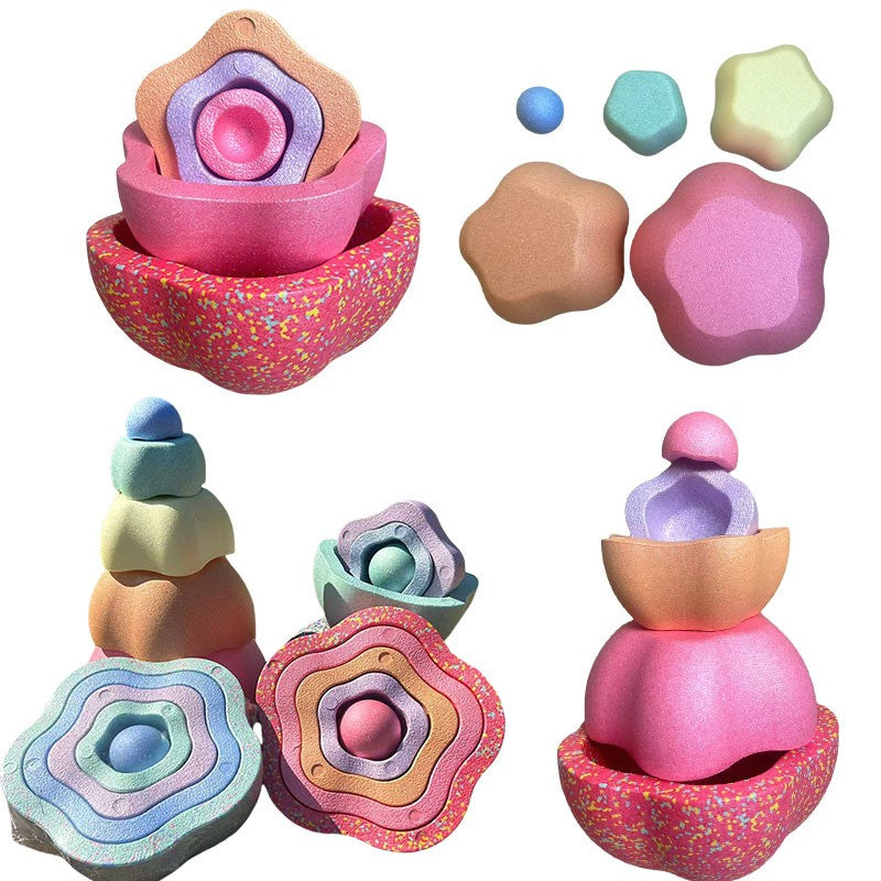 Jucarie Senzoriala de Echilibru, Tip Stepping Stones, 5 Piese, din Spuma, pentru Miscare, Sarituri, Prindere, Diametru 28 cm, Model 3, Multicolor