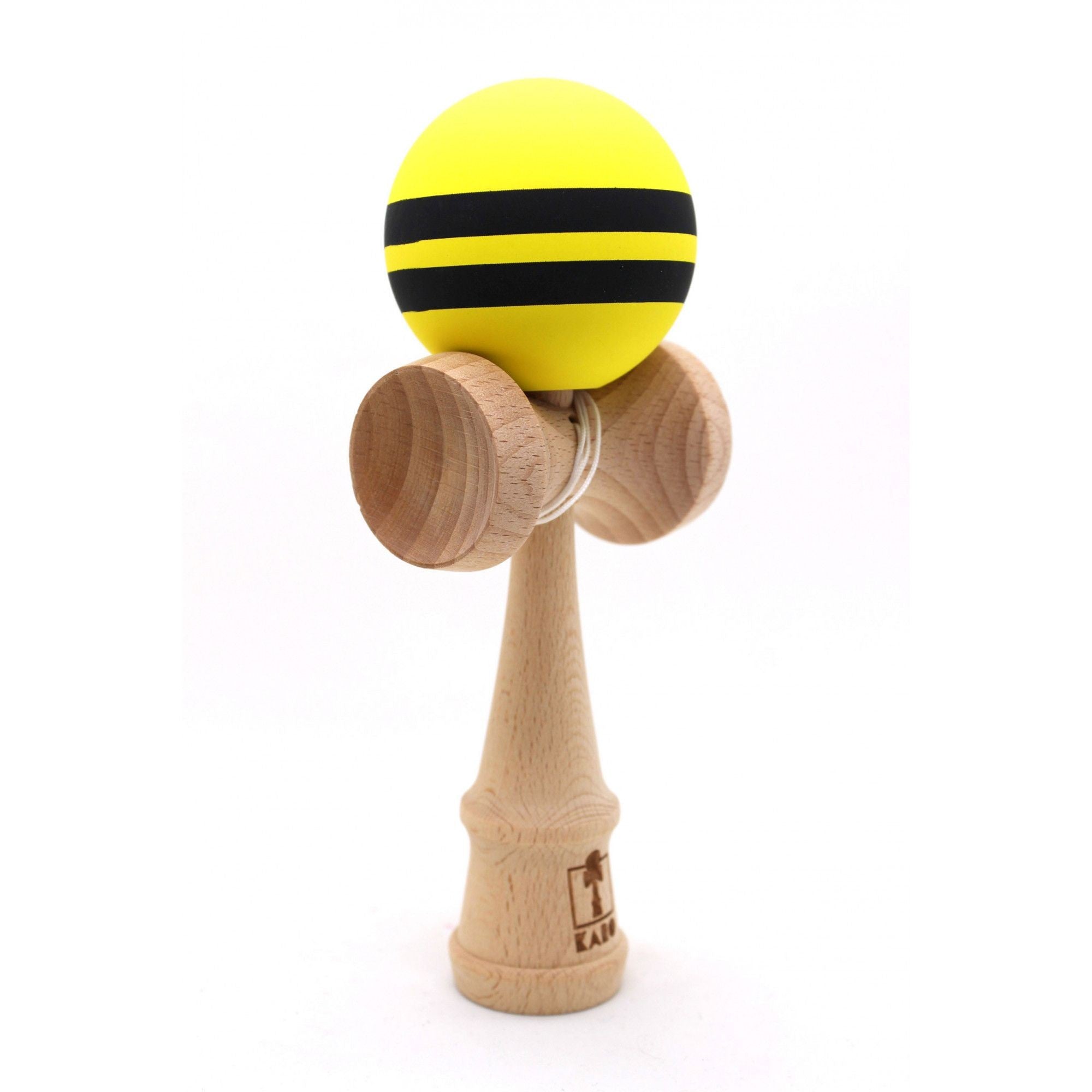 Kendama Karo Grip Rubber Stripe Lemn Fag Galben Negru