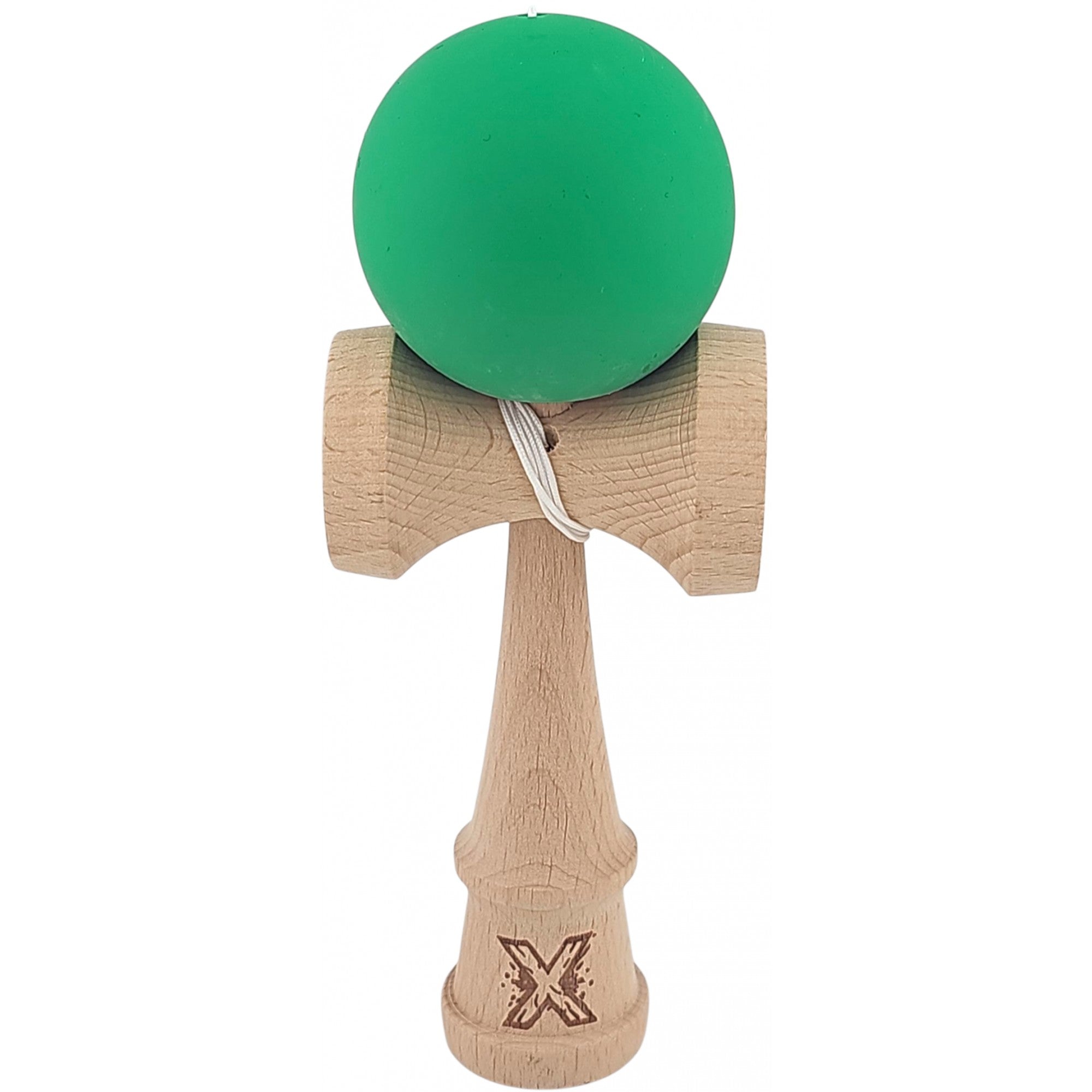 Kendama X Originala, Profesionala, din lemn, Rubber Grip, 18 cm, Verde