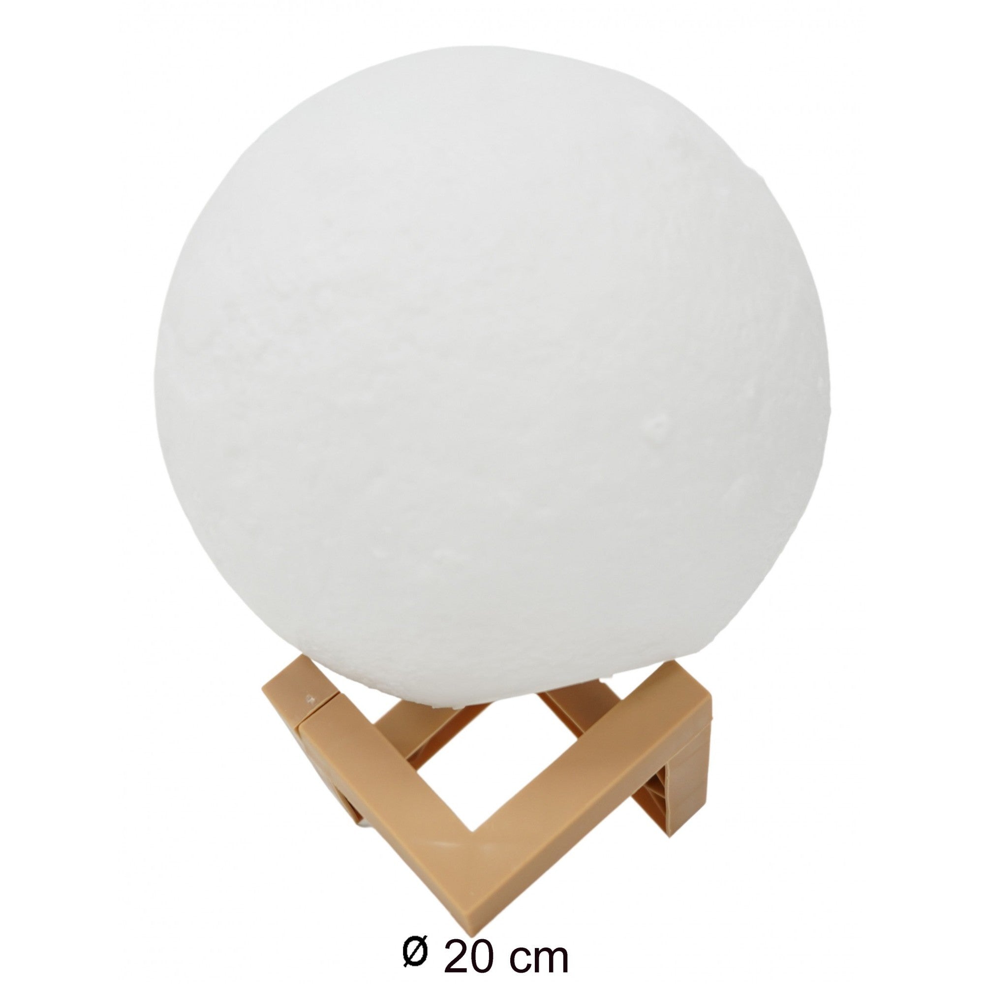 Lampa de veghe luna 3D Moon Light,lumina multicolora cu LED, 7 culori, schimbare culoare prin atingere, alimentare baterii, fara acumulator, stand din plastic inclus, 20 cm
