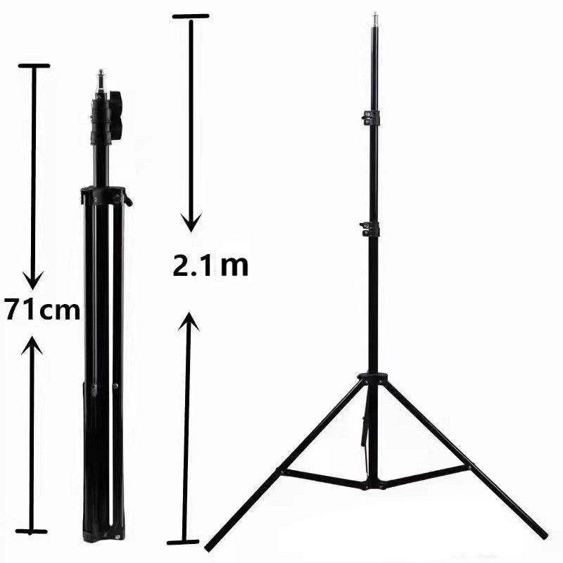 Lampa LED Circulara cu Trepied Metalic Extensibil, Flippy, Rotativa 360 de Grade, Lungime Extensie 210 cm, Diametru Lampa 26 cm, Conectare USB, Telecomanda, 3 Trepte de Lumina, Negru