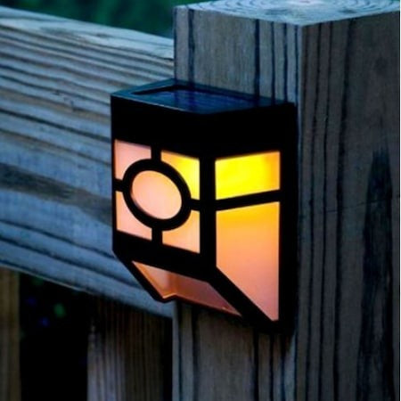 Set 4 Lampi Solare Led pentru Gradina, Model Geometric, 11.8 x 8.6 x 5 cm, Buton On-Off, Alb Cald, Negru/Alb