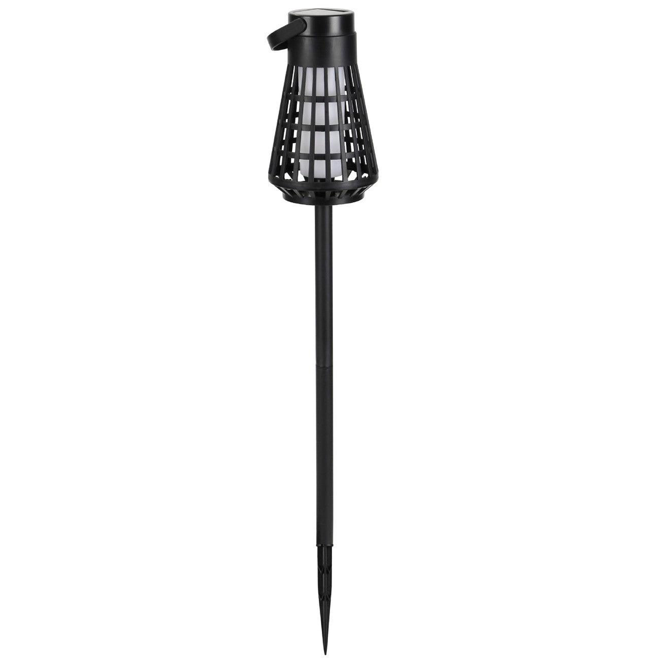 Lampa Solara pentru Gradina, Reincarcabila de la Soare, Model Felinar, Portabila cu Picior, Lumina Calda, 12 cm, Negru
