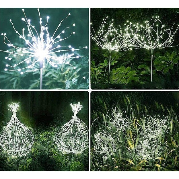 Lampa solara sub forma de artificii, 120 LED-uri, alb rece