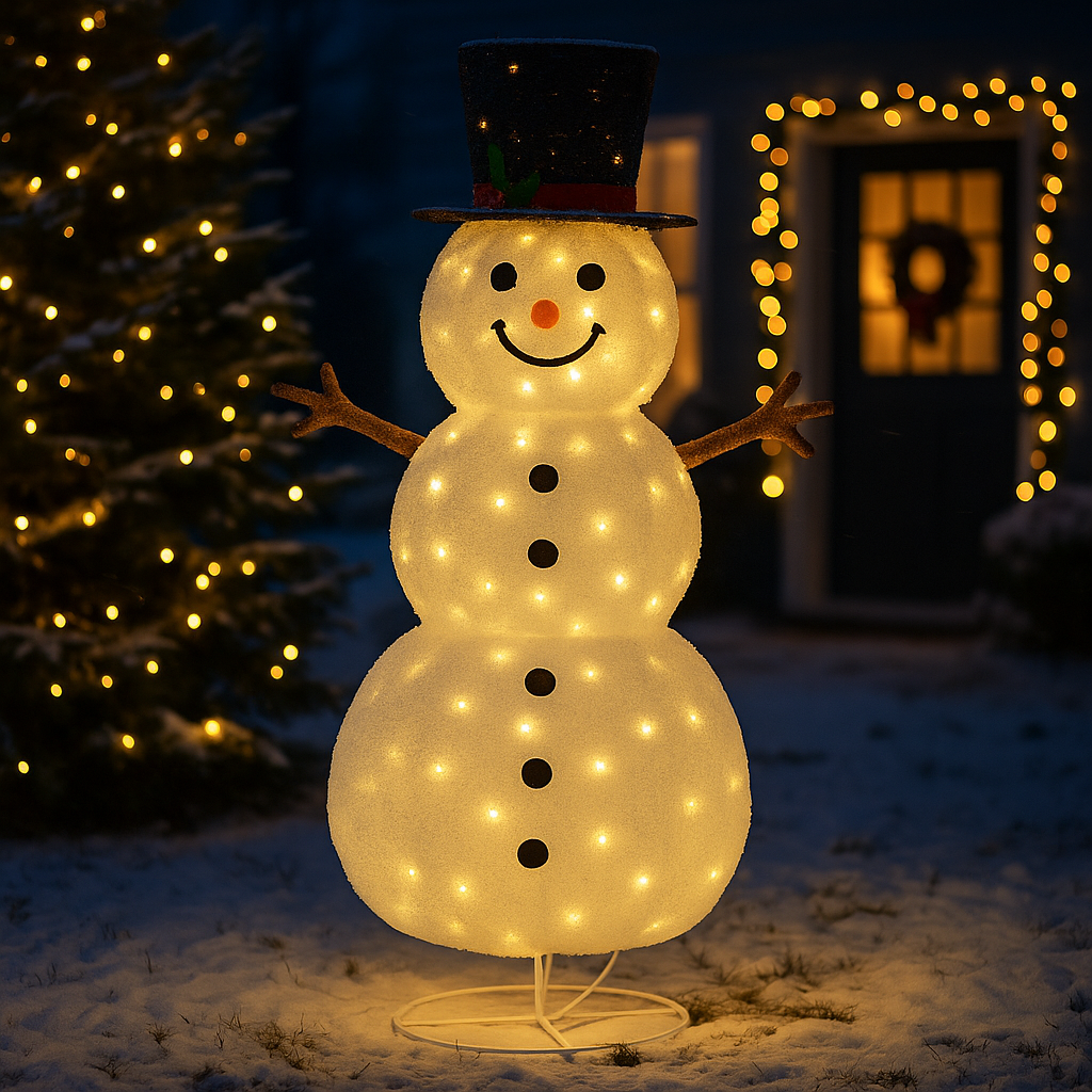 Om de zapada de exterior, pe structura metalica, 180cm, 3D, lumina calda cu 200 LED
