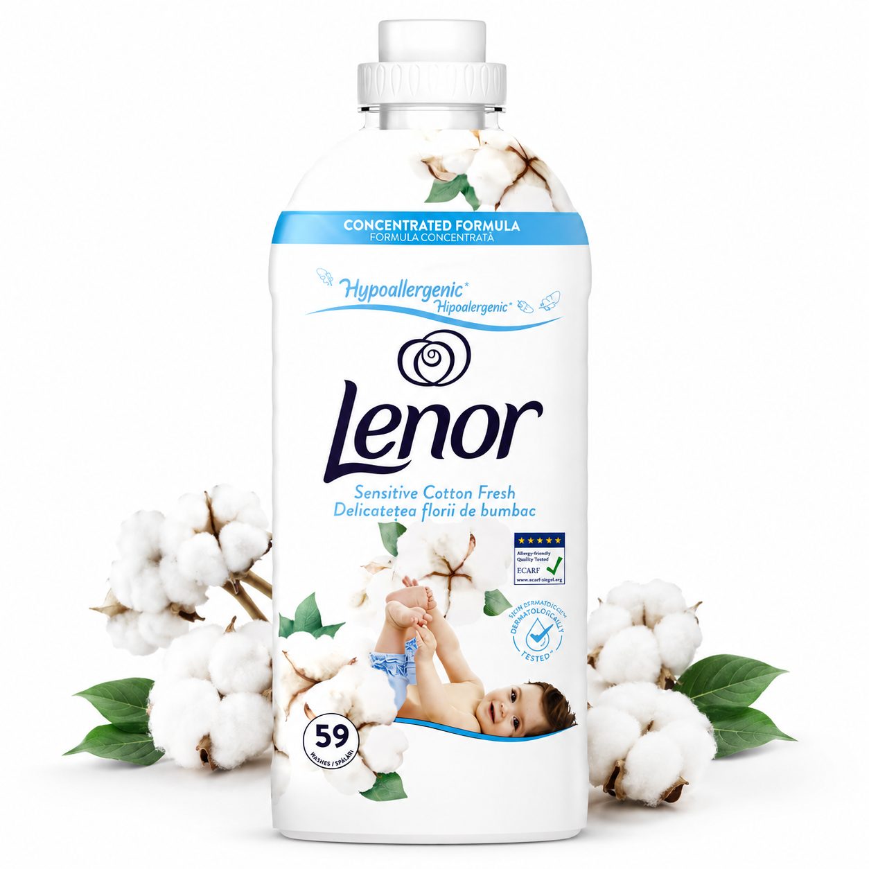 Balsam pentru Rufe, LENOR, Sensitive Cotton Fresh, 1239 ml, 59 Spalari