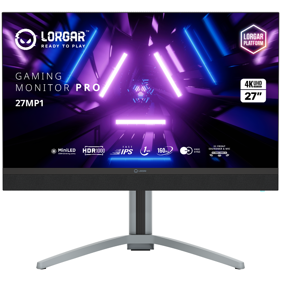 LORGAR 27MP1, UHD MiniLED Gaming Monitor Pro, 27 (3840*2160) fast IPS flat monitor, black/milky grey "LRG-27MP1U160-GY"