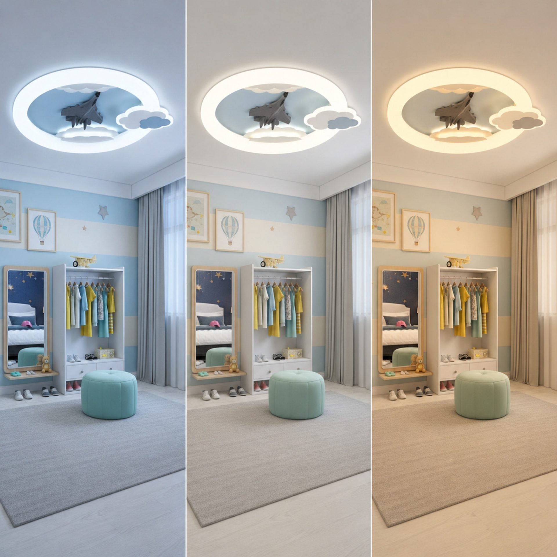 Lustra LED cu telecomanda 72W, Diametru 50cm, lumina Rece/Calda/Neutra, Albastru