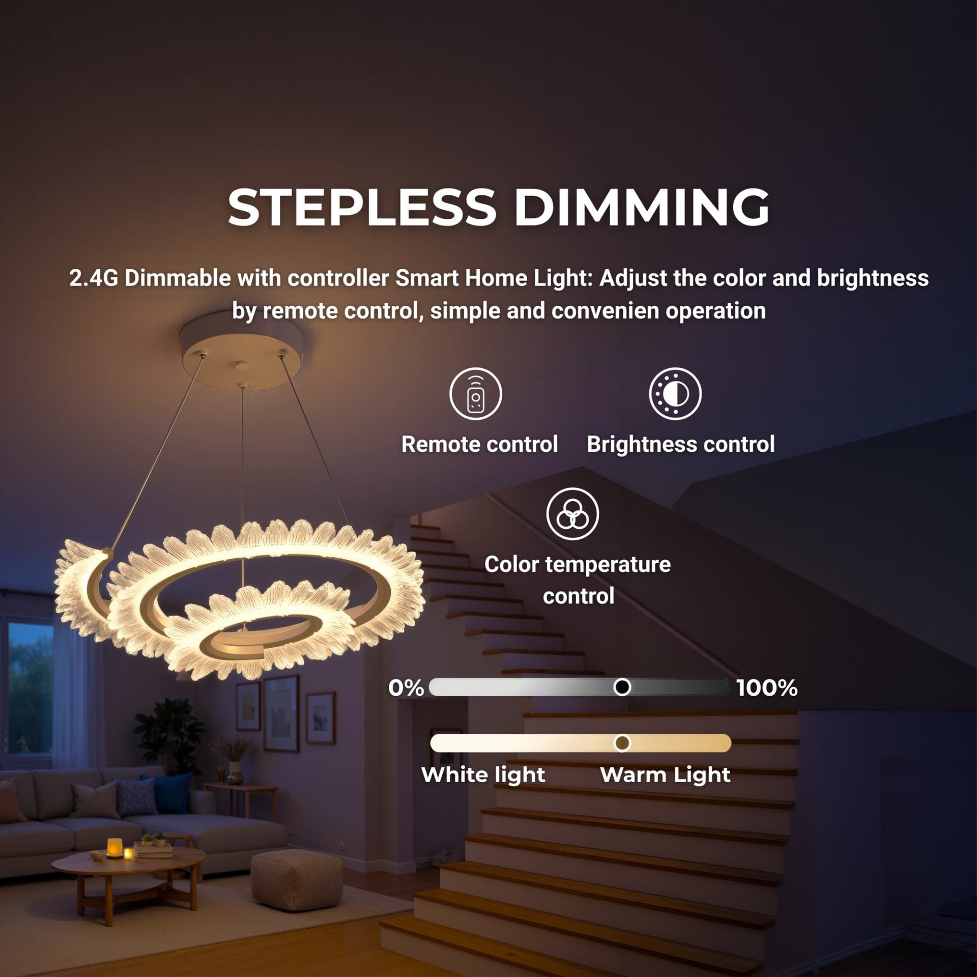 Lustra LED cu Telecomanda LT188WH, Cristal si Metal, 40W, Dimabila, Inaltime Reglabila, Lumina Rece/Calda/Neutra, Iluminat Luxos