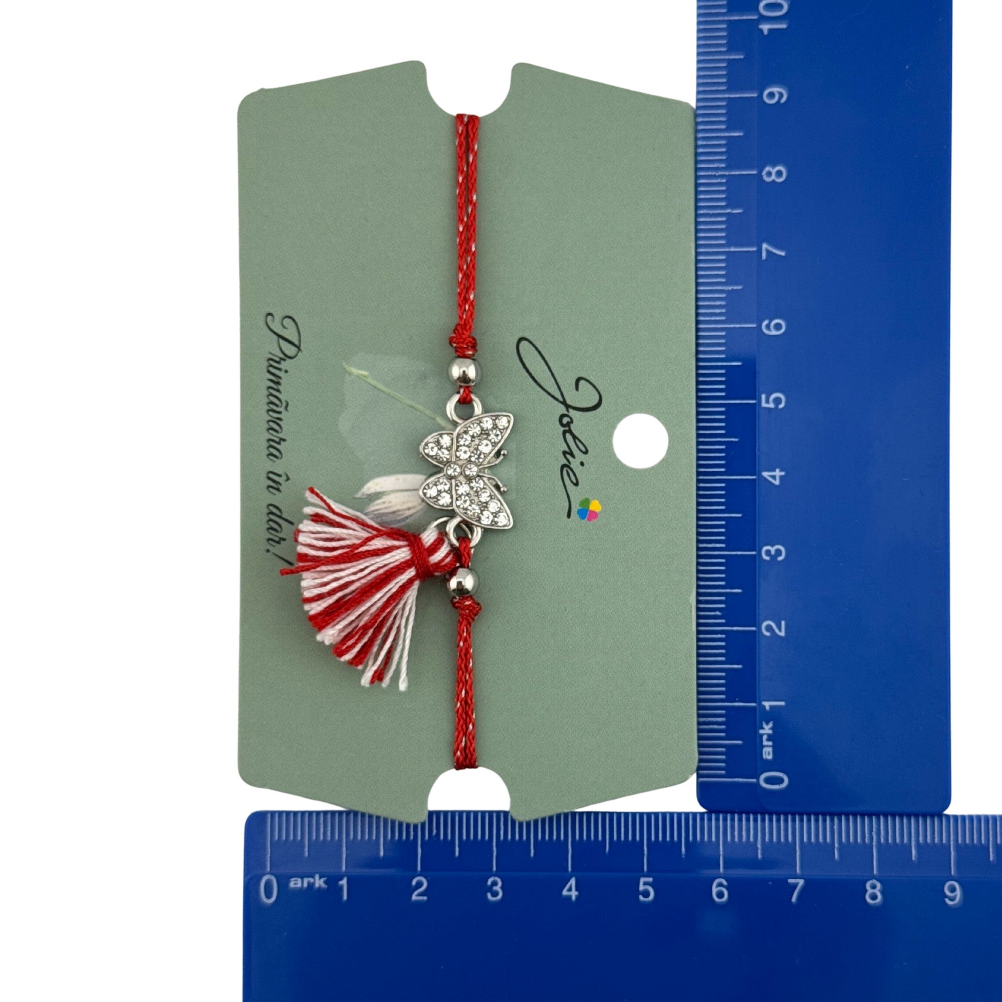 Martisor Bratara Ciucure, Snur Rosu Reglabil, cu Pandantiv, Model Fluturas