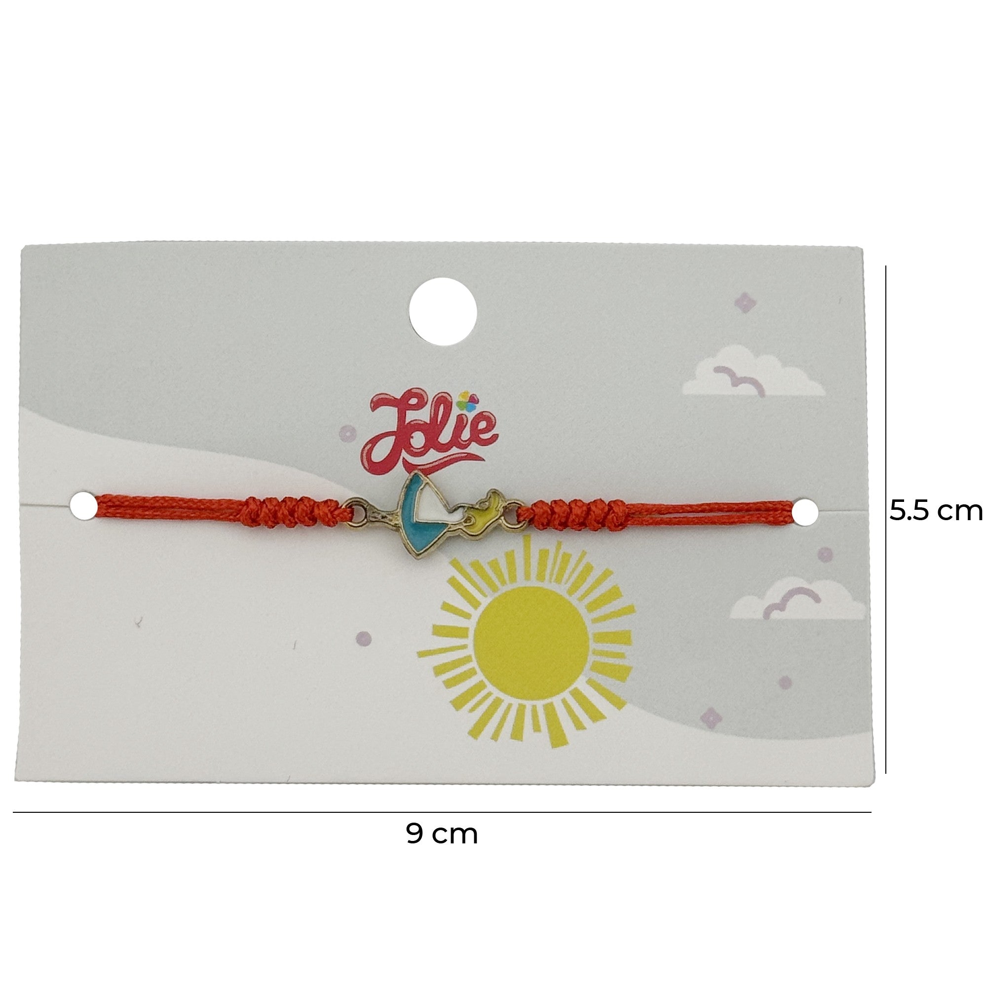 Martisor Bratara pentru Copii, Model Fetita, din Metal Auriu cu Snur Impletit Rosu, Albastru deschis
