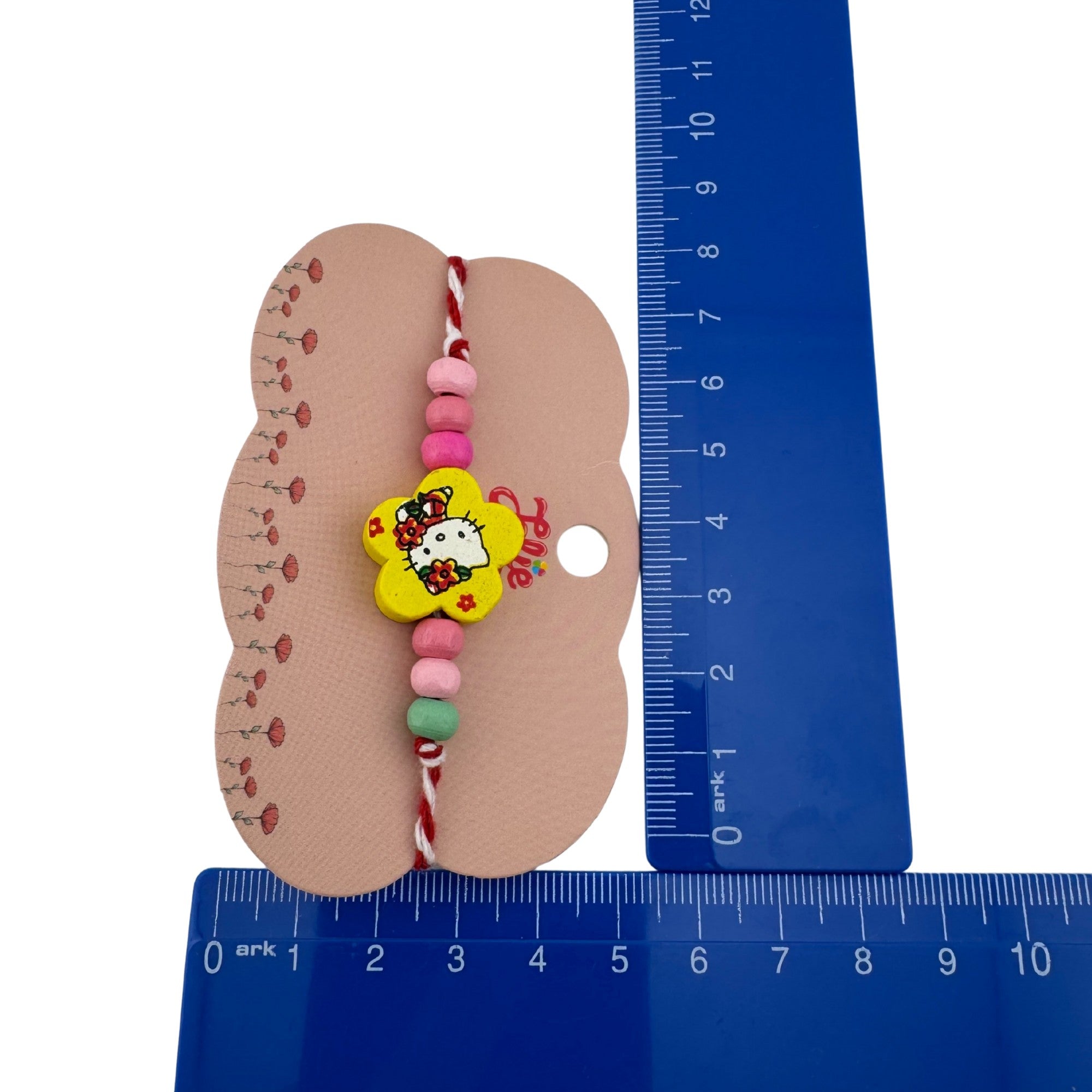 Martisor Bratara Multicolora pentru Copii, din Lemn si Textil, Model Pisica