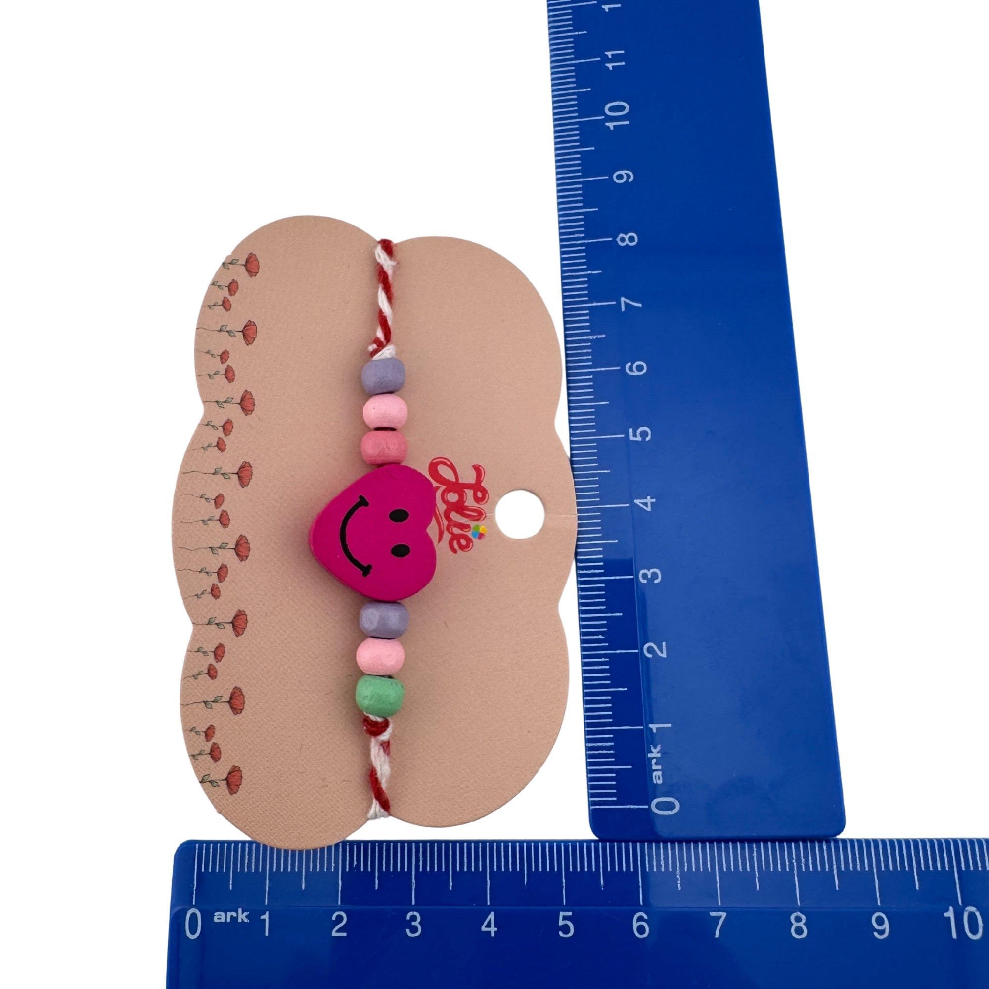 Martisor Bratara Multicolora pentru Copii, din Lemn si Textil, Model Inima