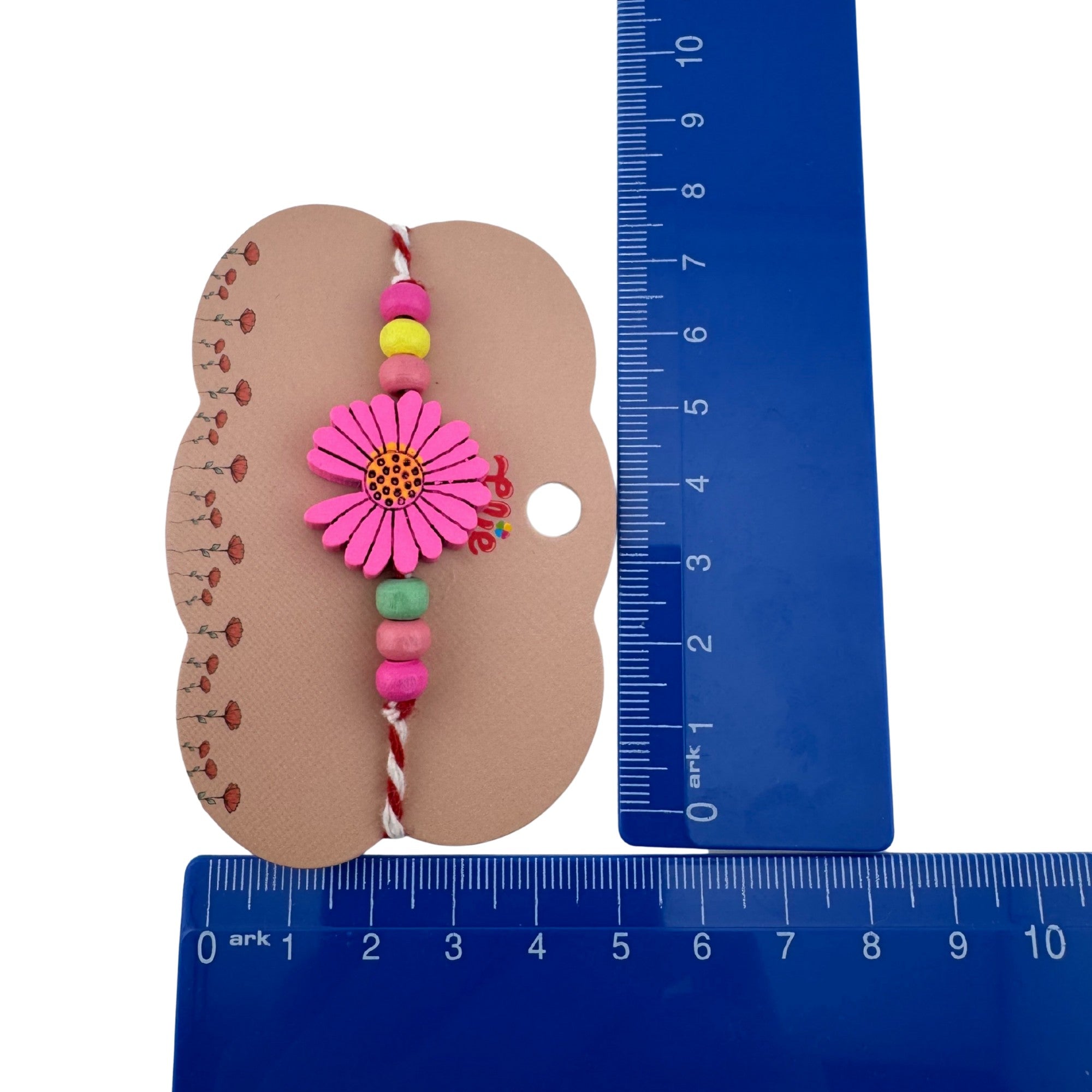 Martisor Bratara Multicolora pentru Copii, din Lemn si Textil, Model Floare