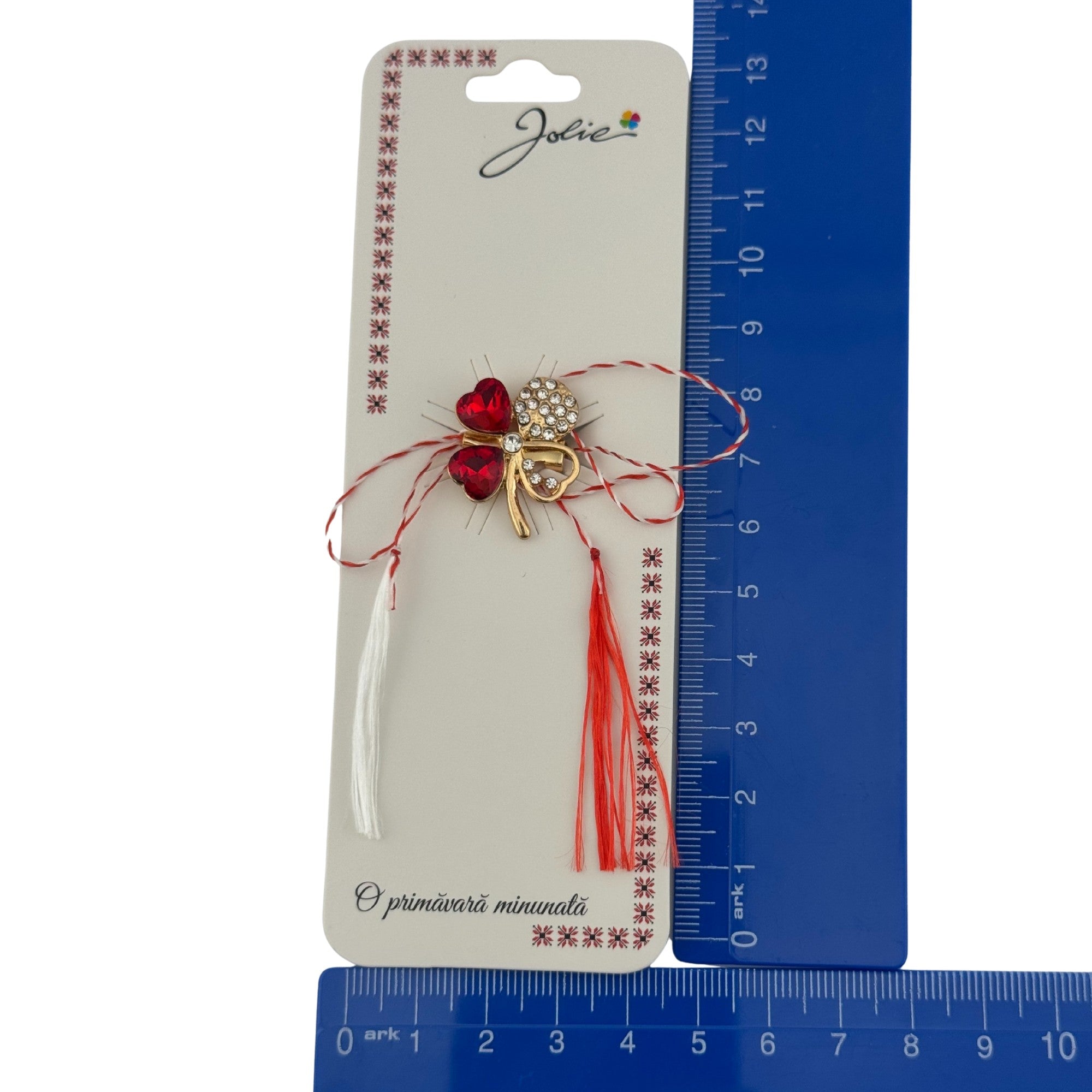 Martisor Brosa Primavara, Material Metal, Ambalaj Carton si Opp, Dimensiune Brosa aproximativ 2 - 3 cm, Model Trifoi cu Patru Foi