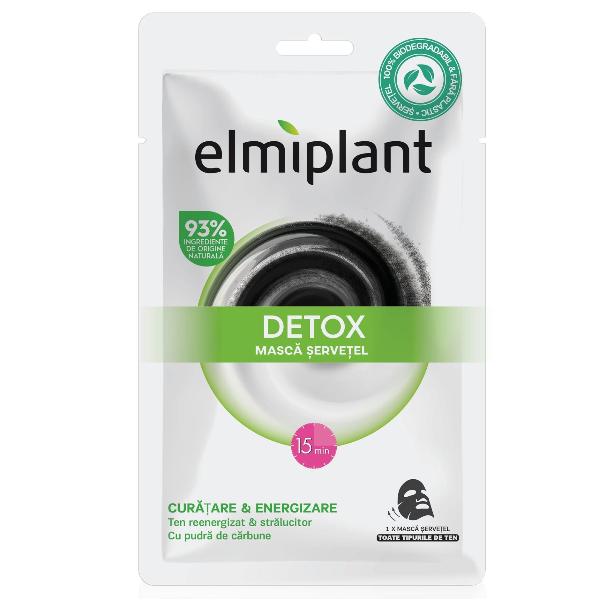 Masca Servetel Pentru Fata, Elmiplant, Detox, 20 ml