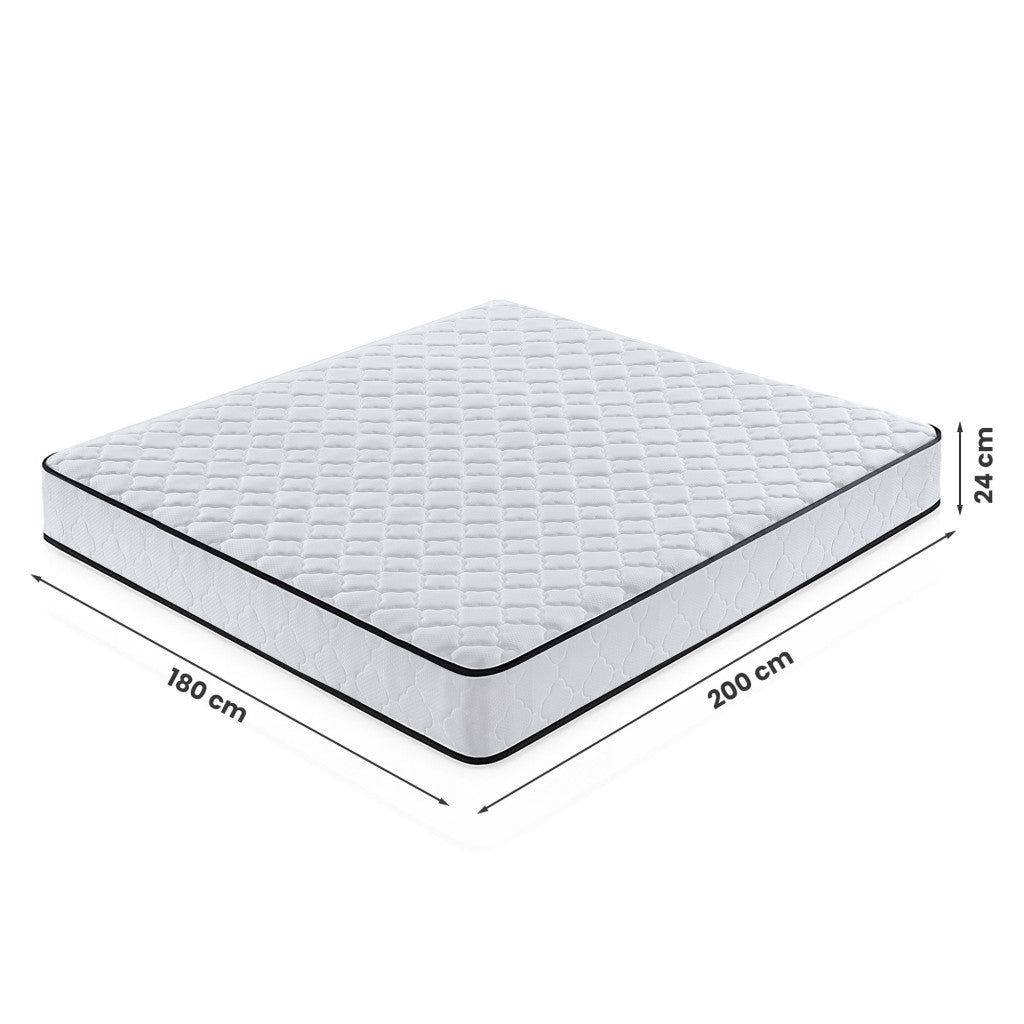 Saltea cu arcuri si husa de protectie, 7 zone confort, duritate H3 medie, inaltime 24 cm, alb, 180x200 cm