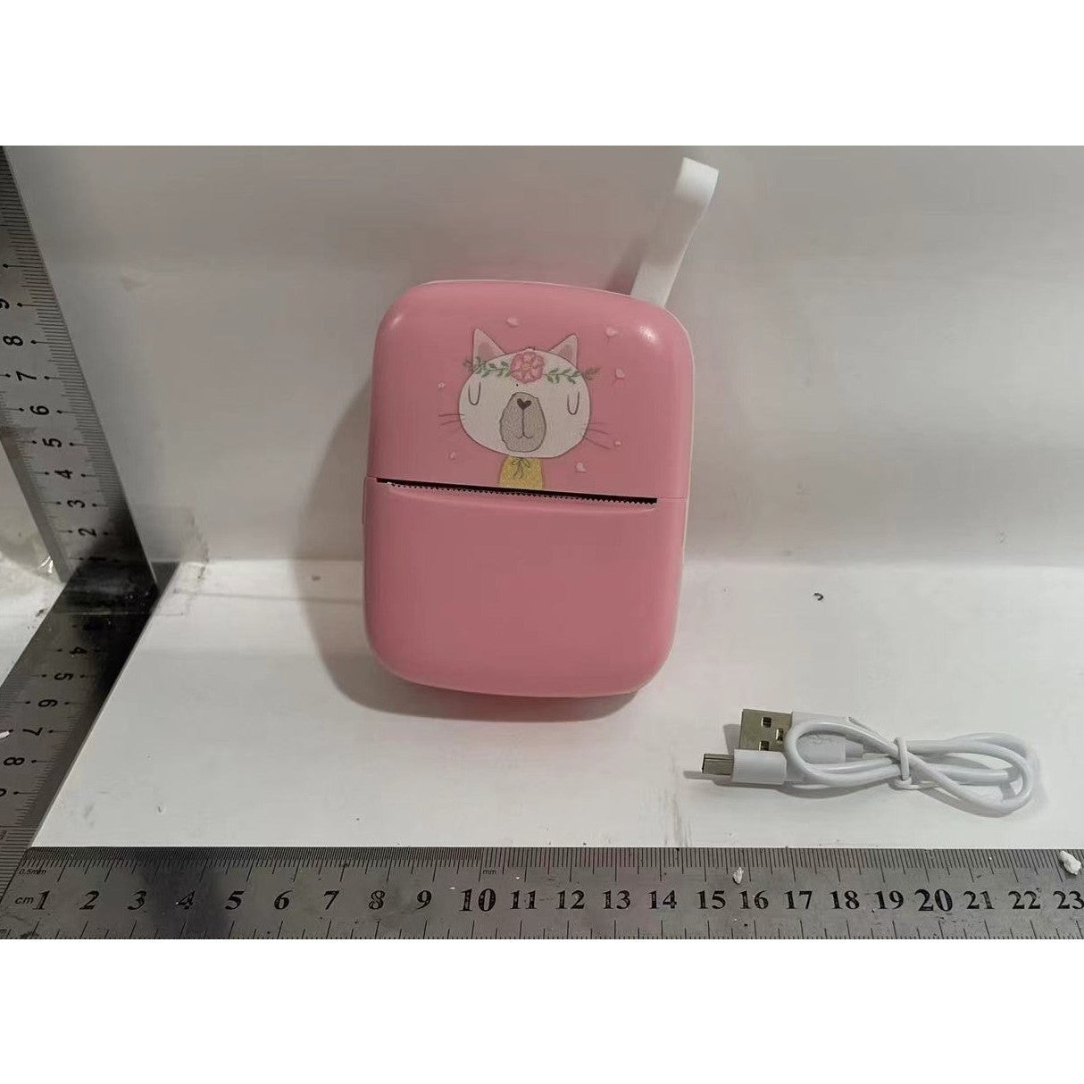 Mini Imprimanta Foto Portabila, Incarcare USB, Bluetooth, Model Pisica, Print Alb-Negru, Roz