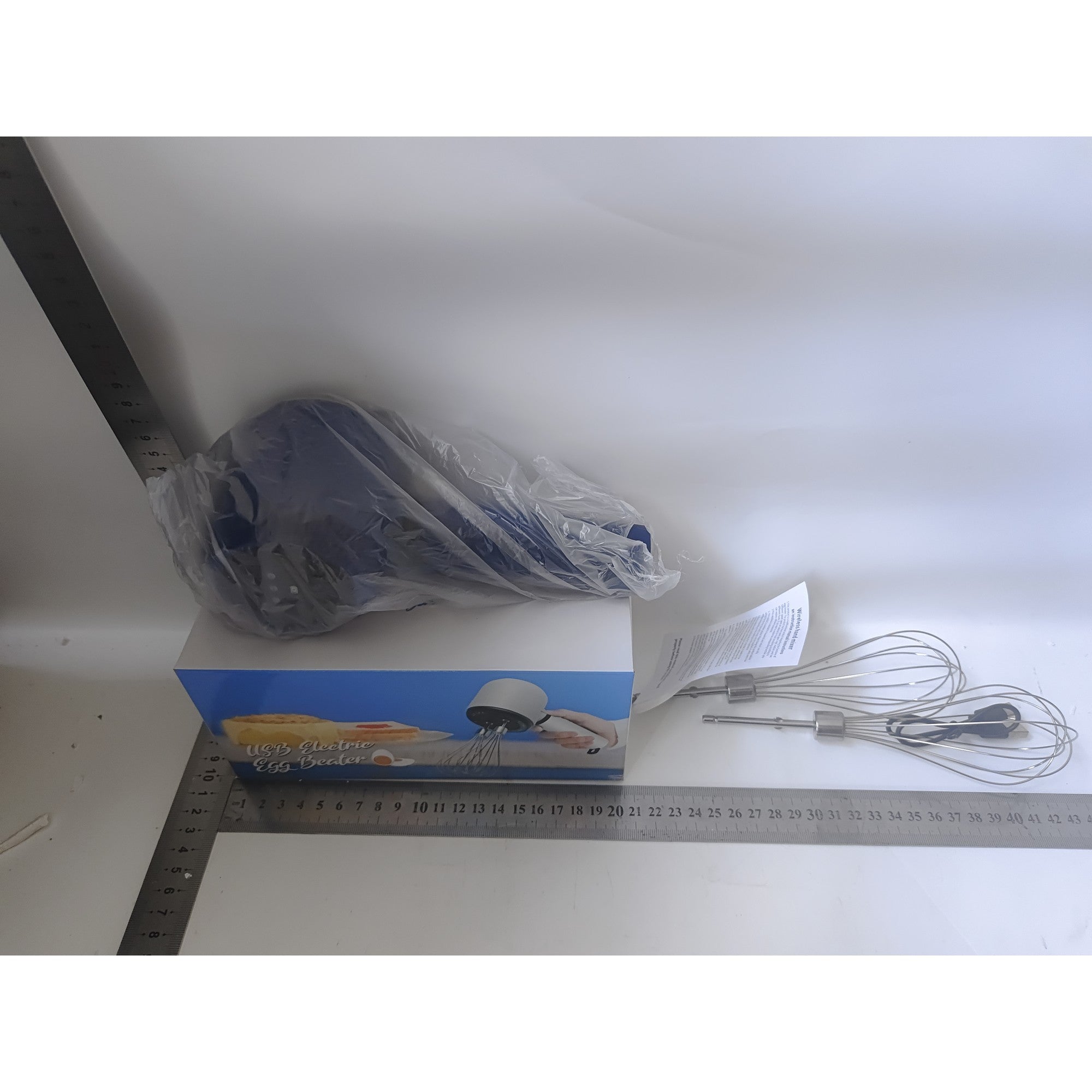 Mixer Electric fara Fir, Mixer pentru Oua Smantana Frisca, Maner Plastic, Usor de Utilizat si Depozitat, Cablu TYPE-C, 20 x 8.5 x 14.5 cm, Albastru Inchis