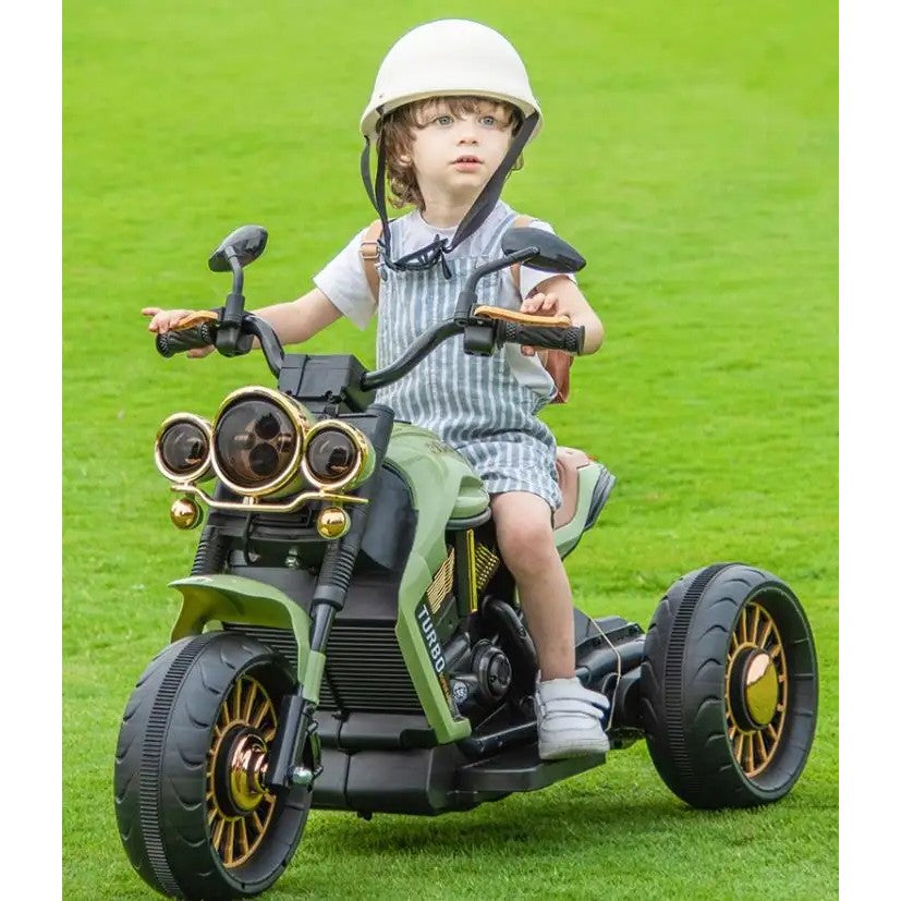 Motocicleta Electrica Flippy, cu Acumulator, Bluetooth, Sistem Anti-Rasturnare, Sistem de Lumini si Sunet, 1-8 Ani, 93 x 48 x 63 cm, Verde