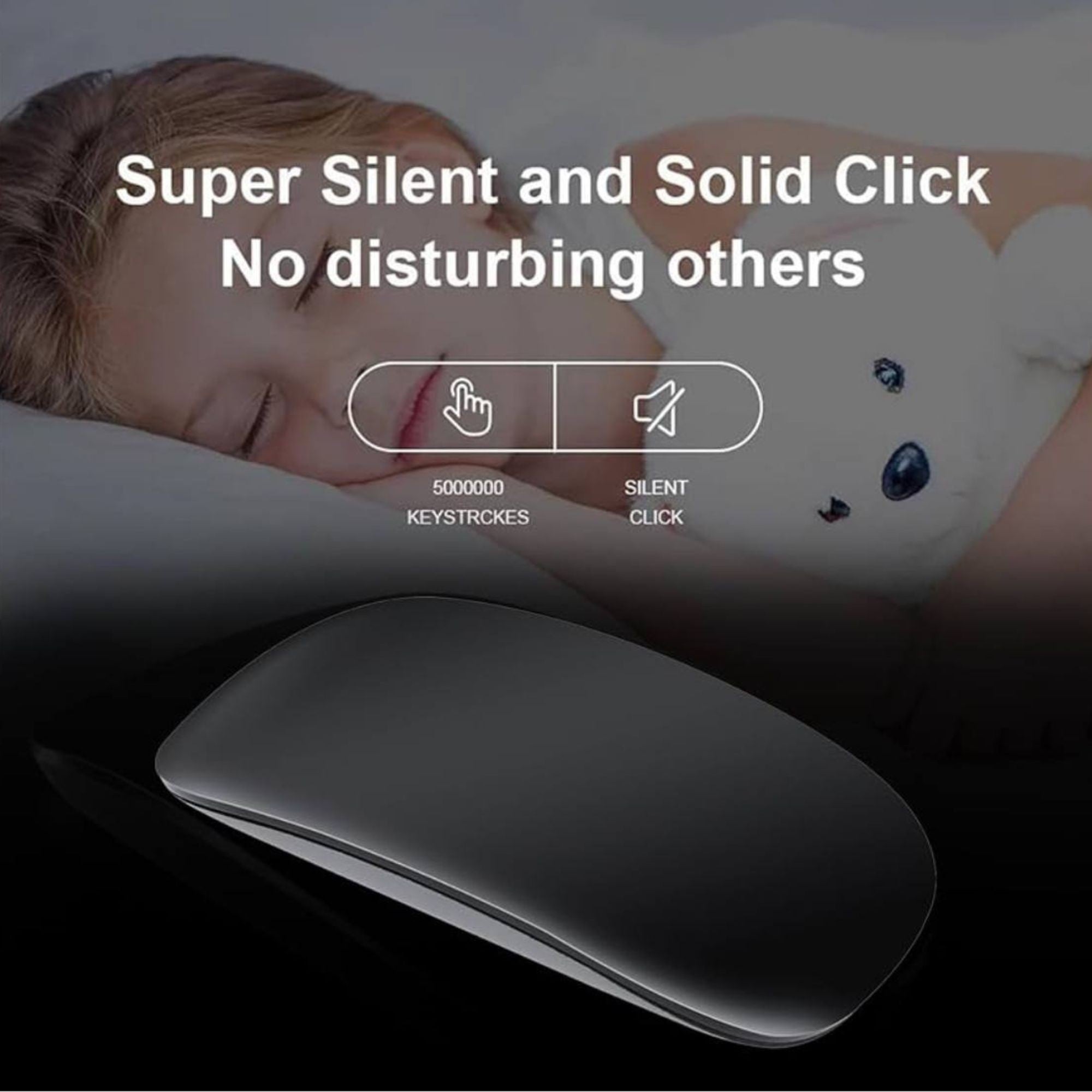 Mouse Wireless cu Gesturi, Bluetooth, Reincarcabil, Ultra Subtire, 1600 DPI, Silentios, Design Elegant si Compact, Compatibil cu Laptop/PC, Telefon si Tableta, Ideal pentru Birou si Calatorii, Negru