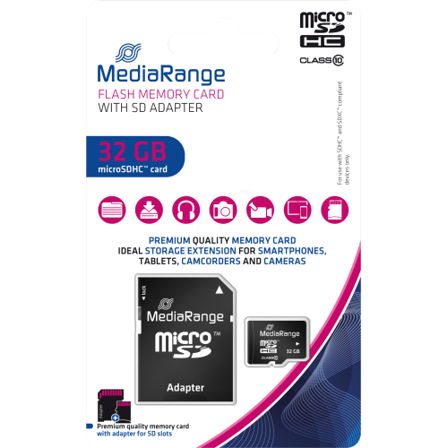 MediaRange Micro SDHC 32GB Class 10 with SD adapter "MR959"