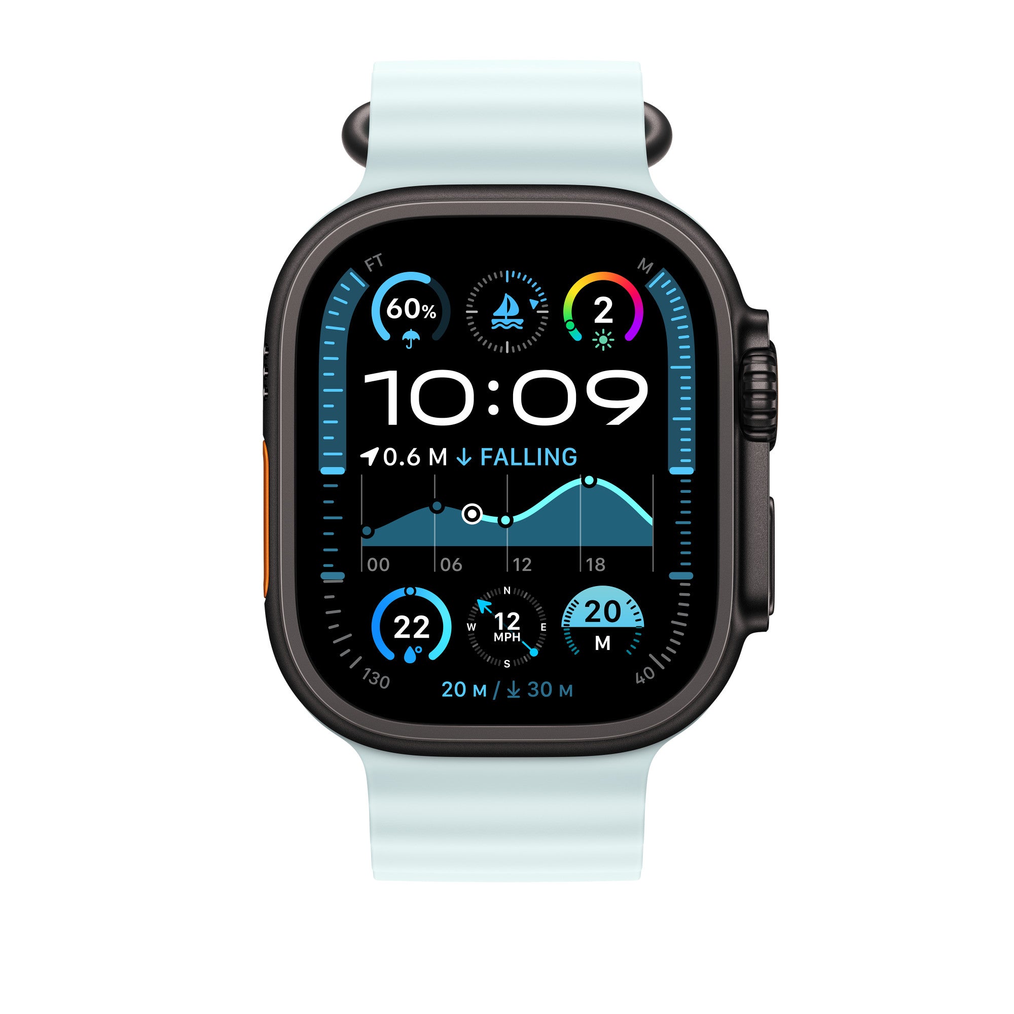 AW BAND 49MM OCEAN ICE BL BK TITANIUM XL "MYP93ZM/A"