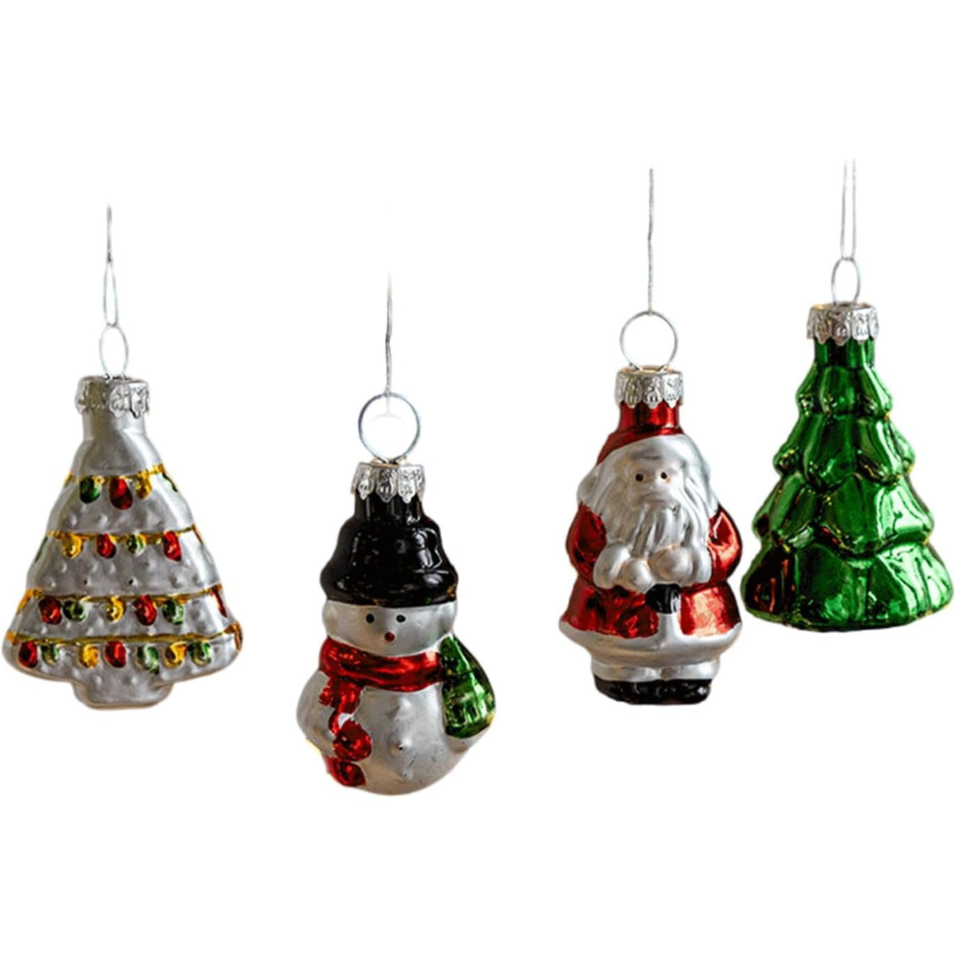 Set 9 Decoratiuni de Craciun, pentru Brad, 5 cm, din Sticla, 22 x 12.5 x 4.2 cm, Multicolor