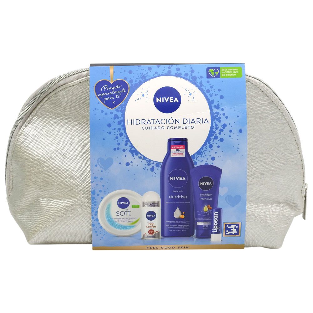 Nivea Borseta Cadou, Cr Maini100 ml, Cr100 ml, Lotiune de Corp 250 ml, Lip4.8 g, Roll50 ml Hidratation Feel Good Skin