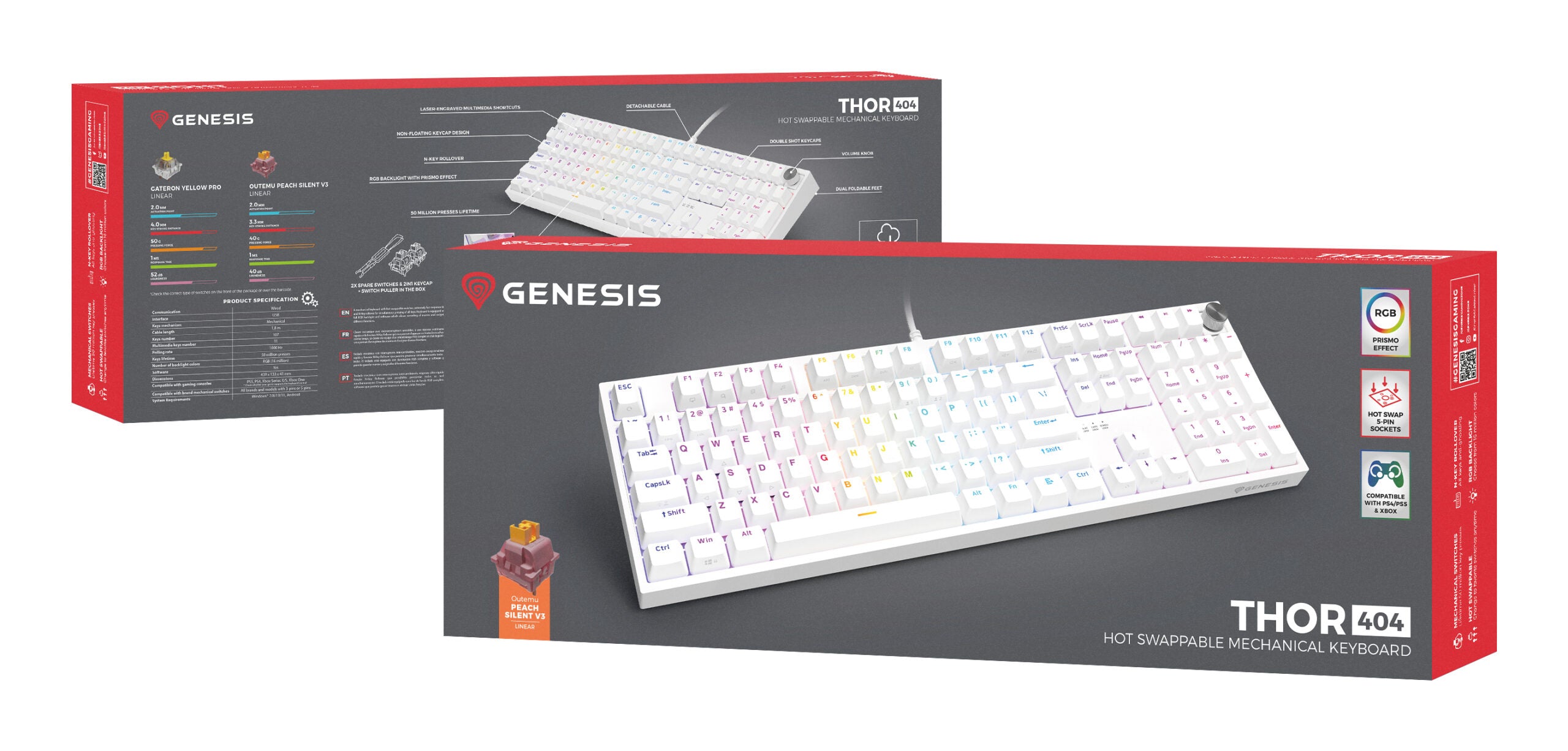 Tastatura Genesis Thor 404 P alb "NKG-2300"