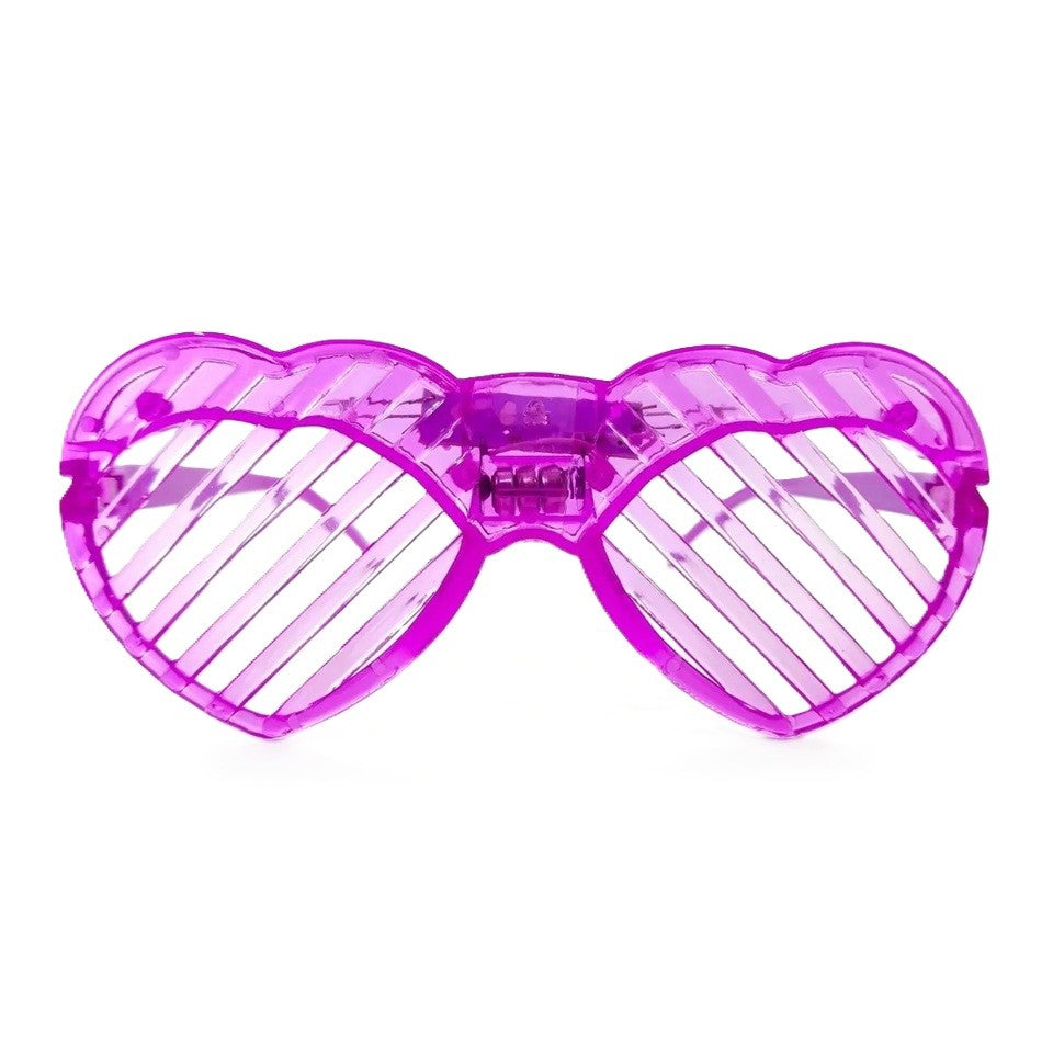 Ochelari de Petrecere cu LED, Model Inima, din Plastic, 3 Moduri de Iluminat, Marime Universala, Multicolor