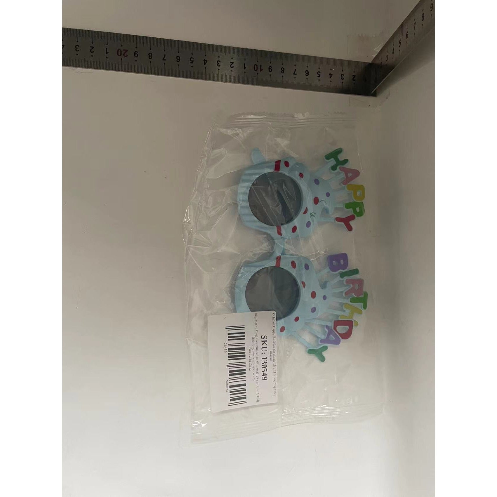 Ochelari Happy Birthday, Tematica Aniversare, Protectie Soare, din Plastic, Model Prajiturele, 18.5x11.5 cm, Albastru