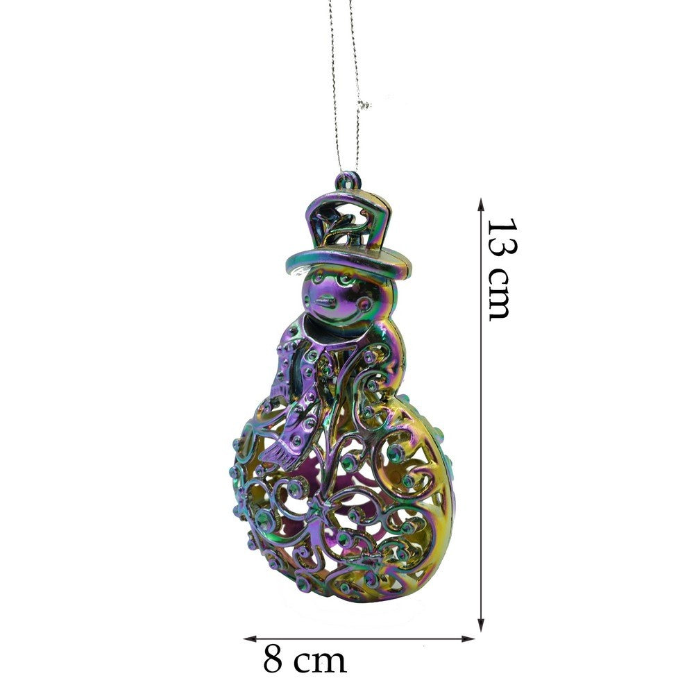 Ornament brad de Craciun, Iridescent, in forma de Om de zapada, 8 cm x 13 cm, Plastic