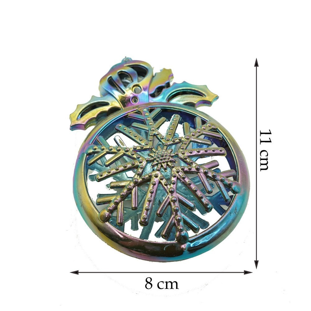Ornament brad de Craciun, Iridescent, Rotund, 8 cm x 11 cm, Plastic