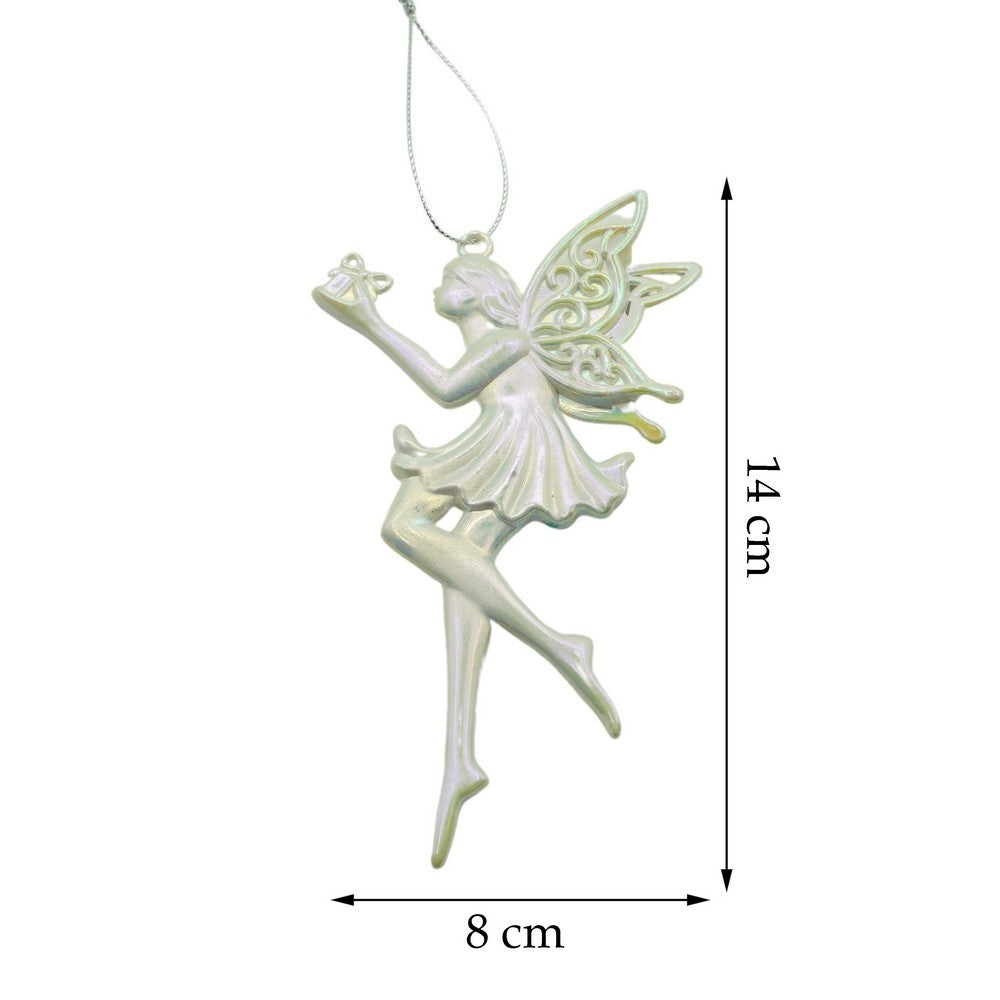 Ornament brad de Craciun, Perlat, in forma de Inger, 8 cm x 14 cm, Plastic