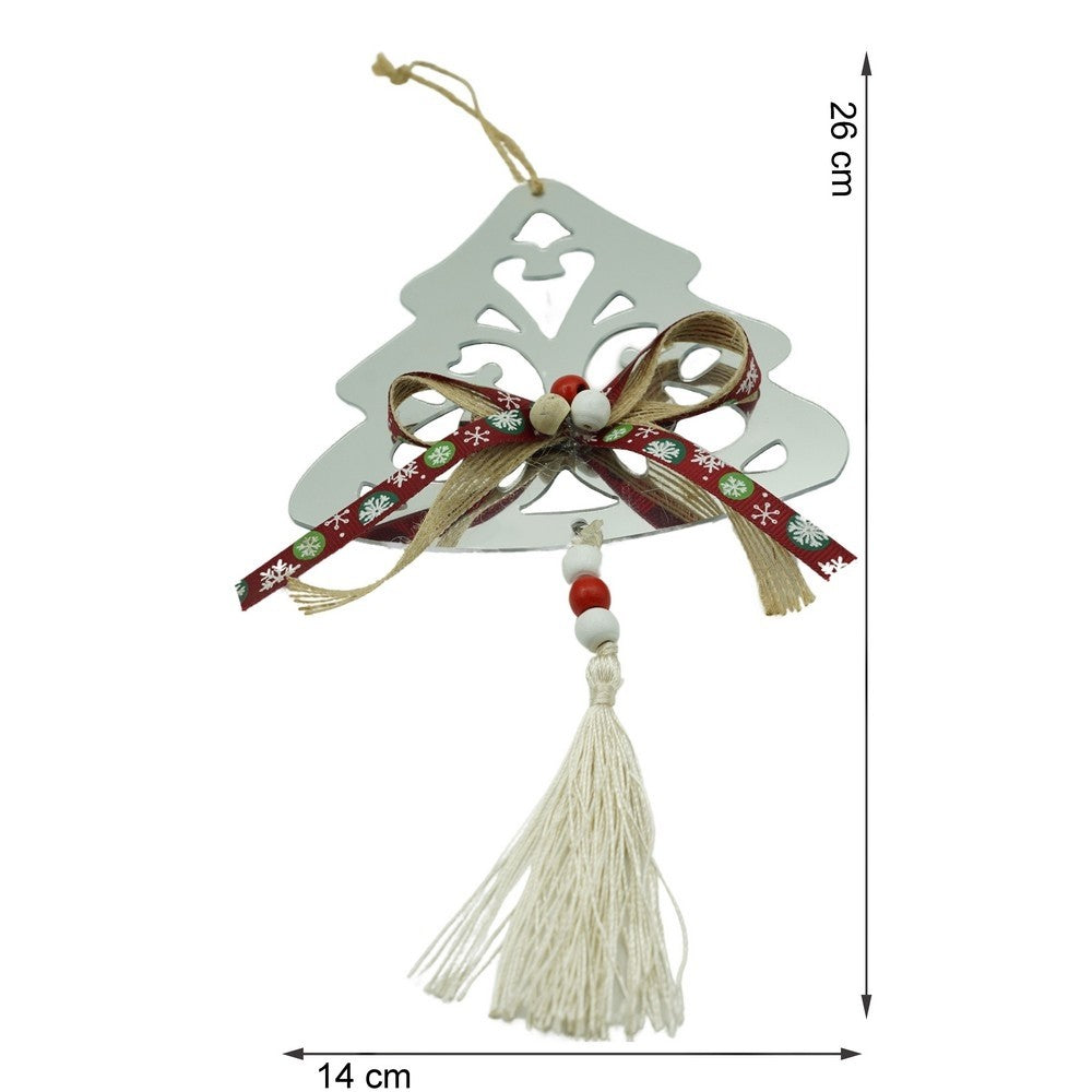 Ornament brad, Brad, Argintiu, Lucios, 14*26CM, Acril, Interior/ Exterior