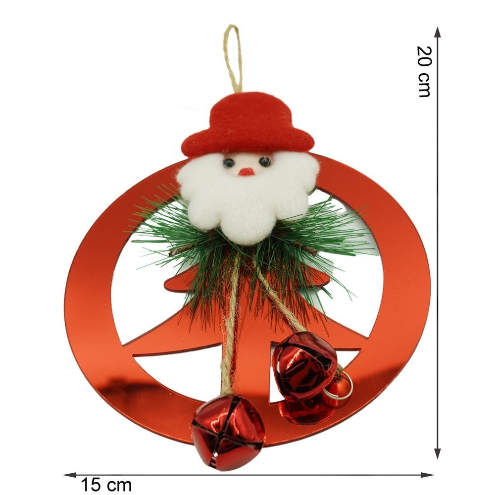 Ornament brad, Brad cu clopotei, Rosu, Lucios, 15*20CM, Acril, Interior/ Exterior