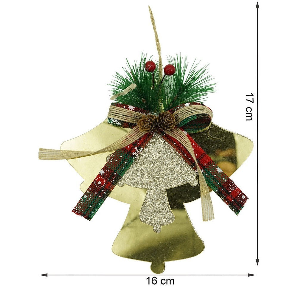 Ornament brad, Clopotei, Auriu, Lucios, 16*17CM, Acril, Interior/ Exterior