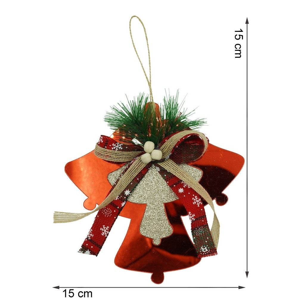 Ornament brad, Clopotei, Rosu, Lucios, 15*15CM, Acril, Interior/ Exterior