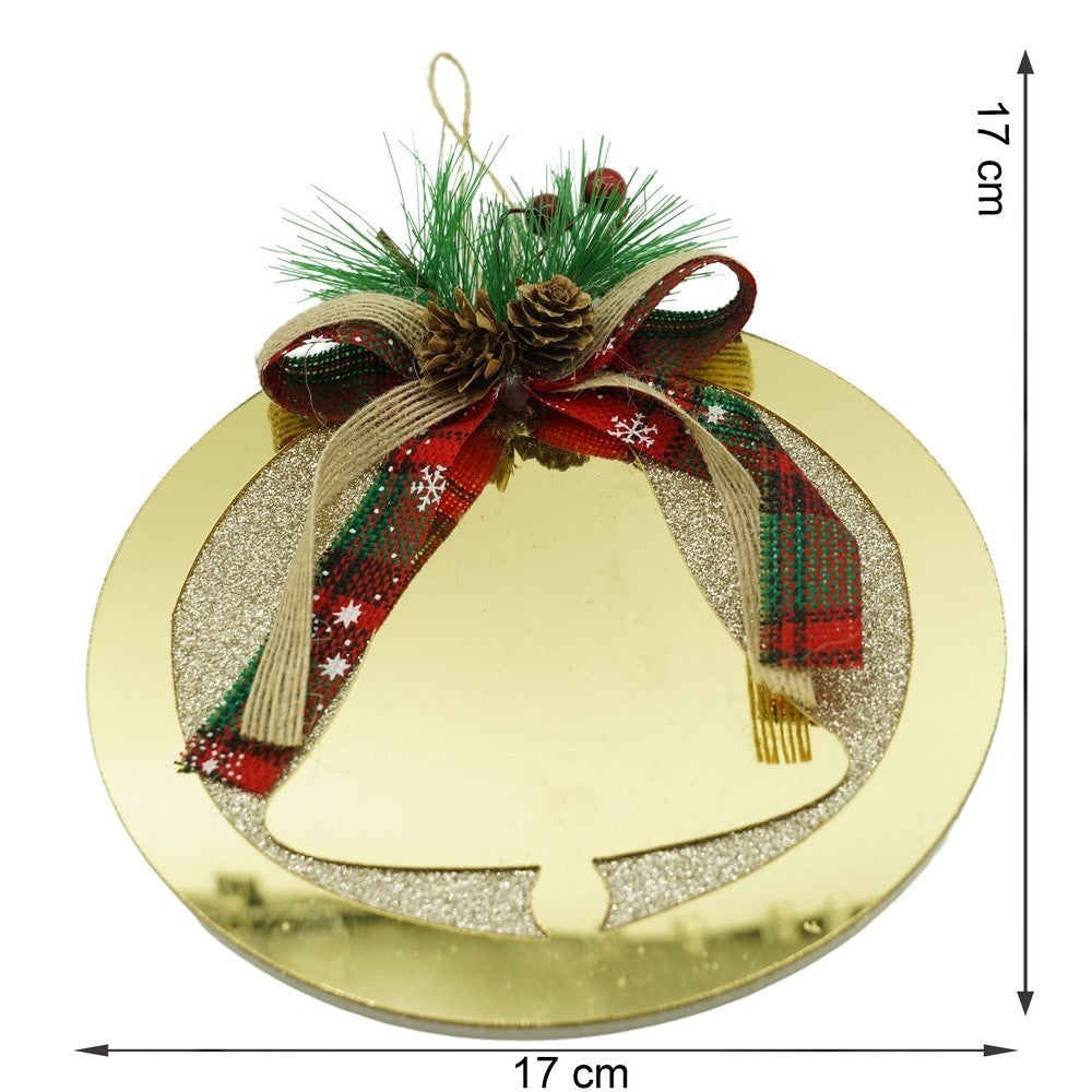 Ornament brad, Clopotel, Auriu, Lucios, 17*17CM, Acril, Interior/ Exterior