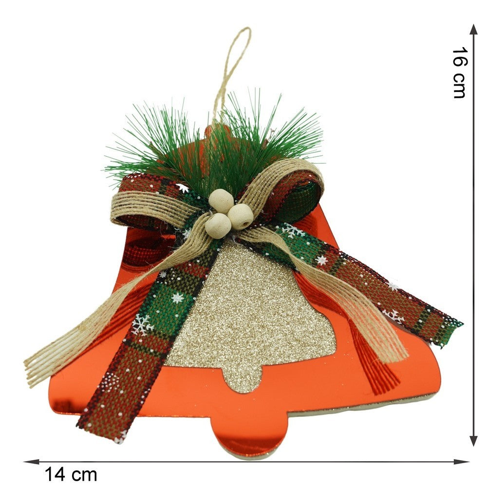 Ornament brad, Clopotel, Rosu, Lucios, 14*16CM, Acril, Interior/ Exterior